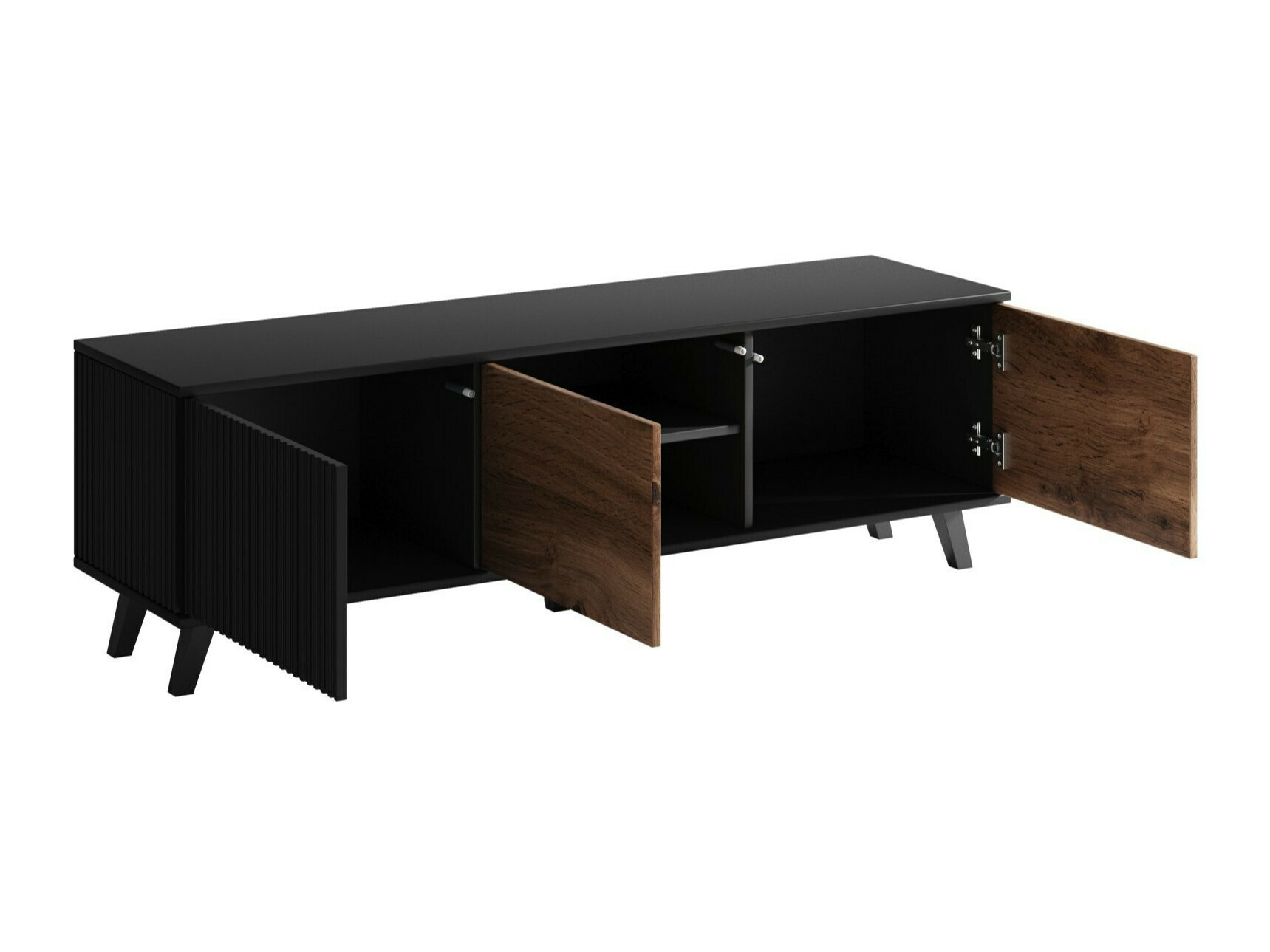 Woonkamerset Luelia 108 (Zwart + Wotan eik)