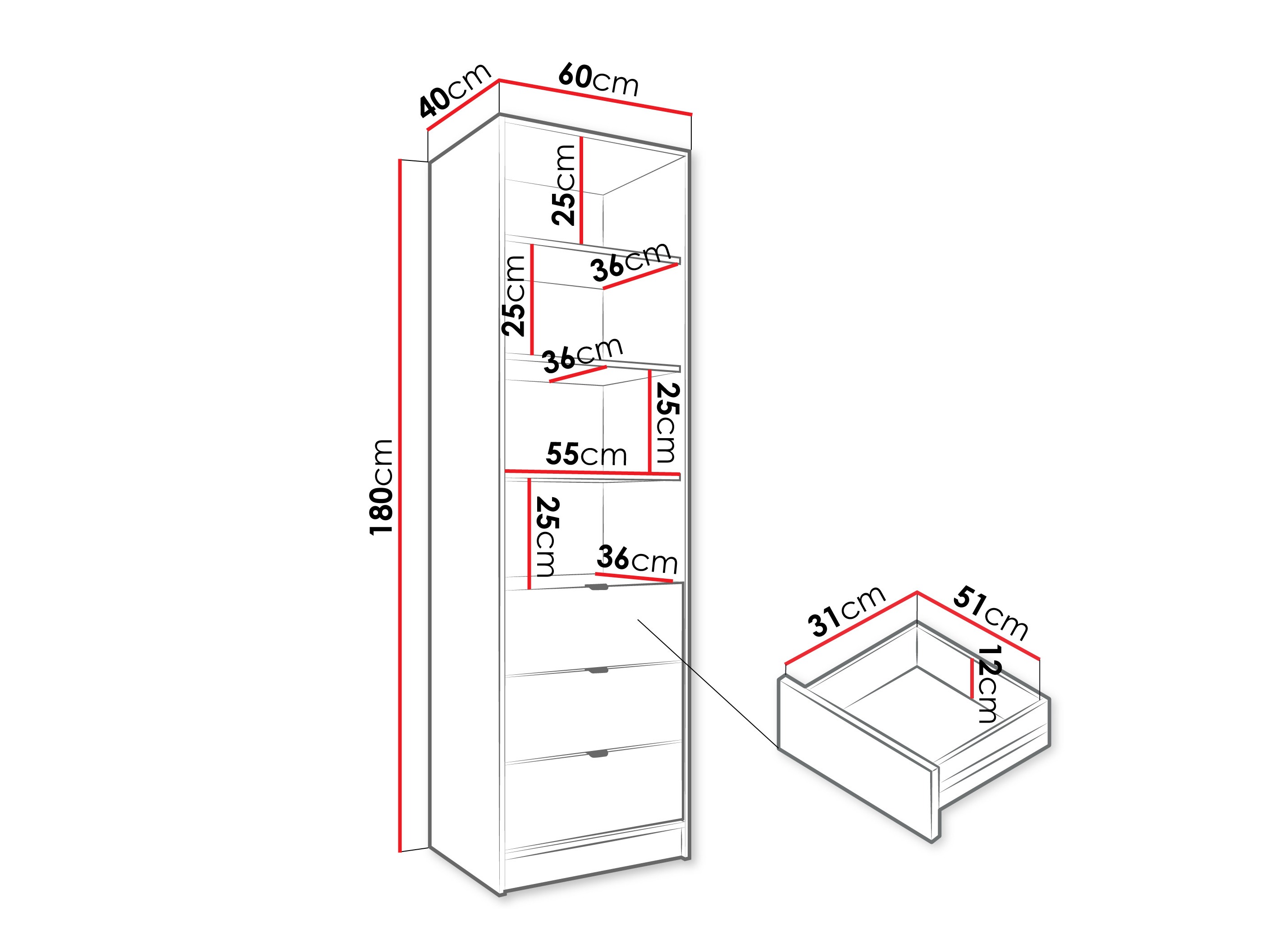Boekenkast Comfivo Larmire 116 (Zwart)