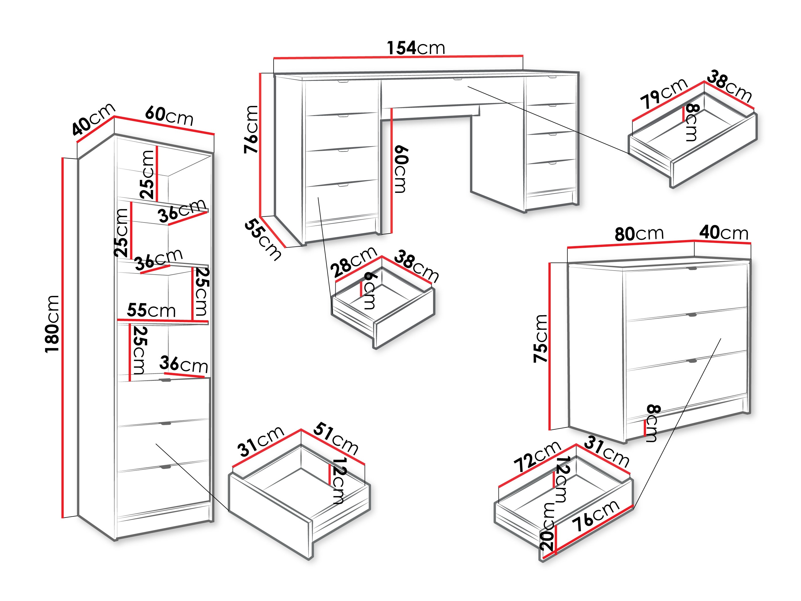 Thuiskantoorset Comfivo Larmire 121 (Zwart)
