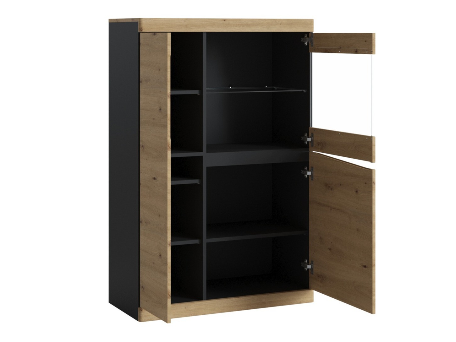 Boekenkast Venlori 129 (Antraciet + Artisan eiken)