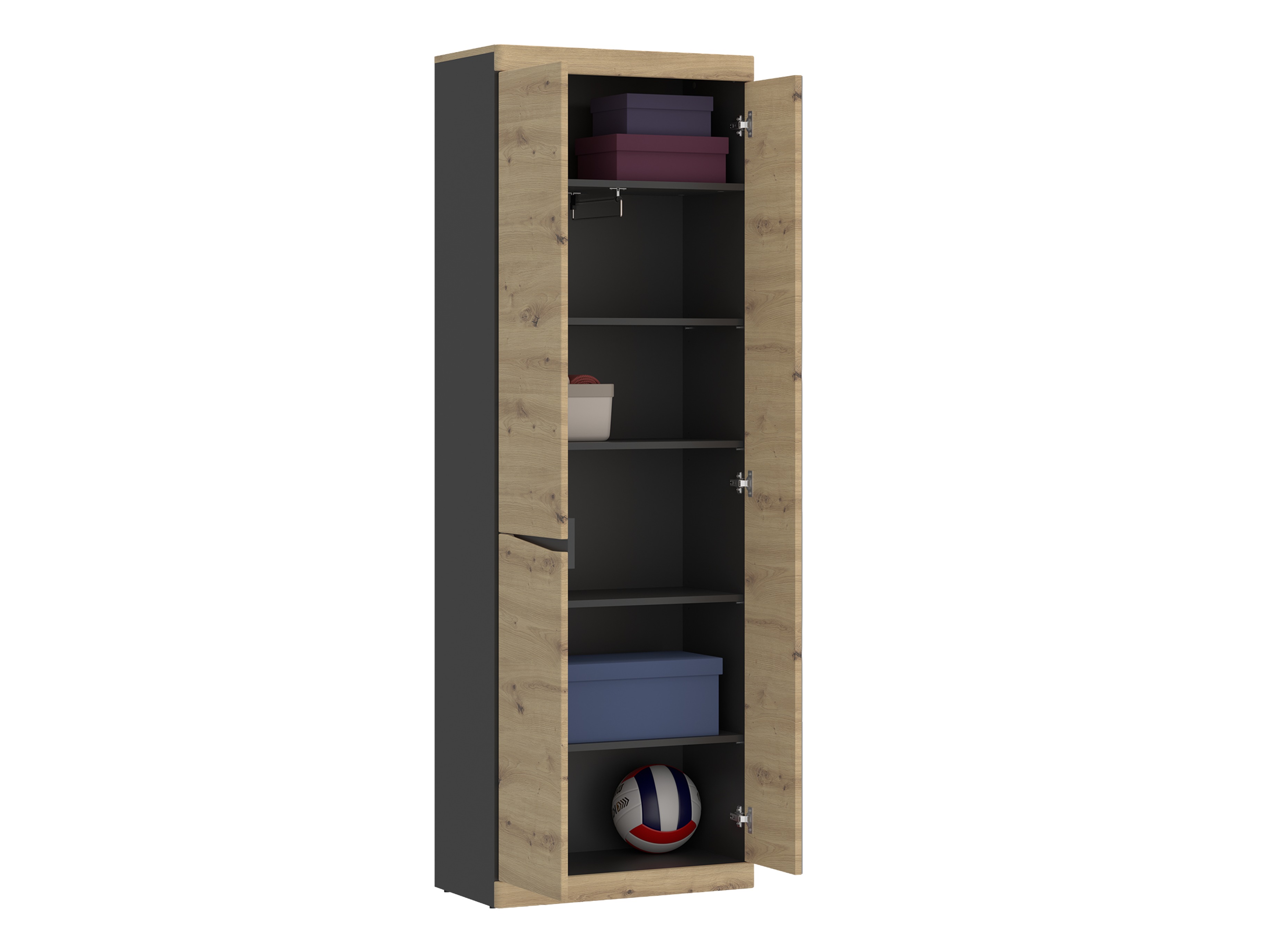 Kledingkast Venlori 118 (Artisan eiken + Antraciet)