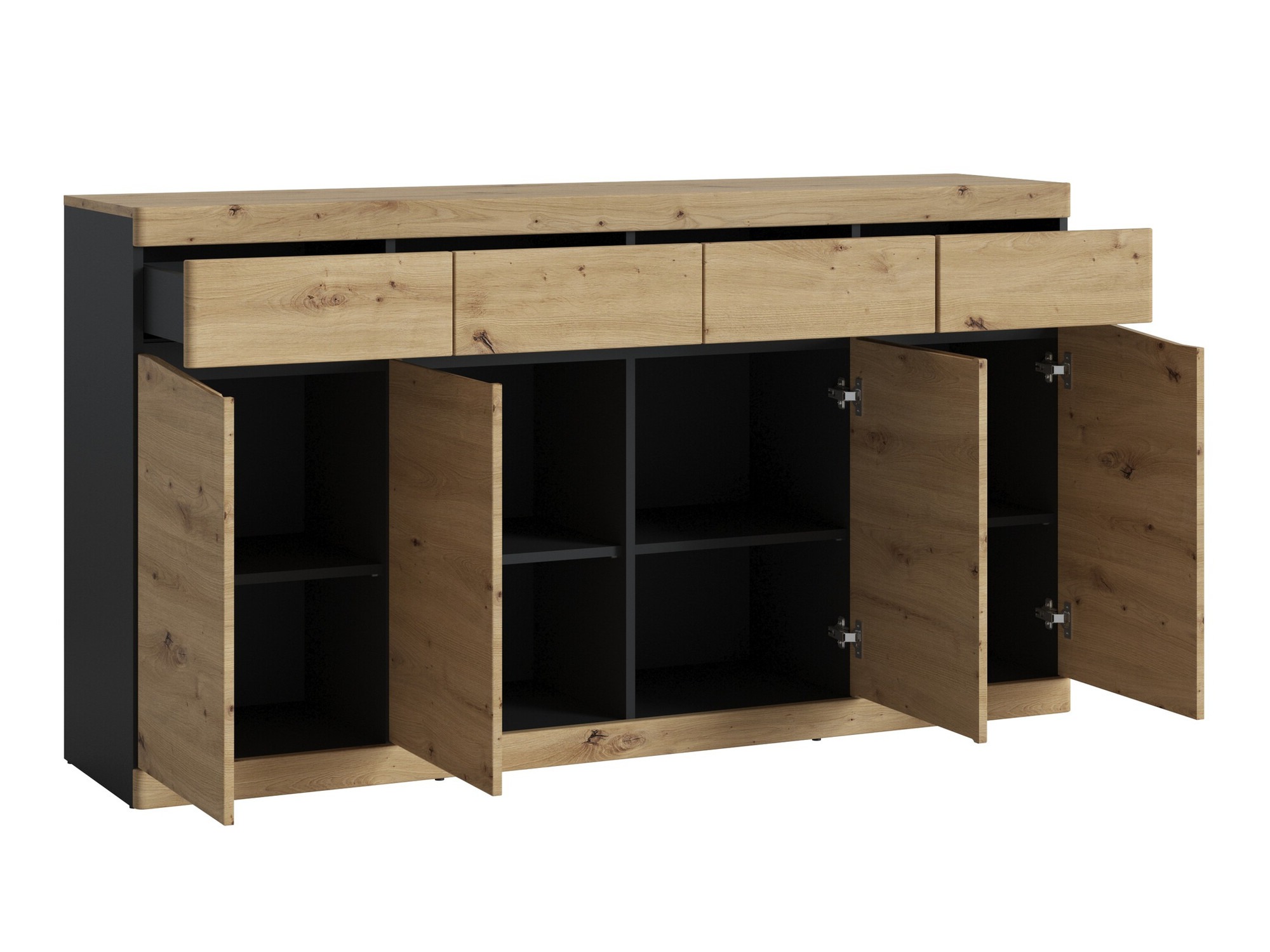 Ladekast Venlori 124 (Antraciet + Artisan eiken)