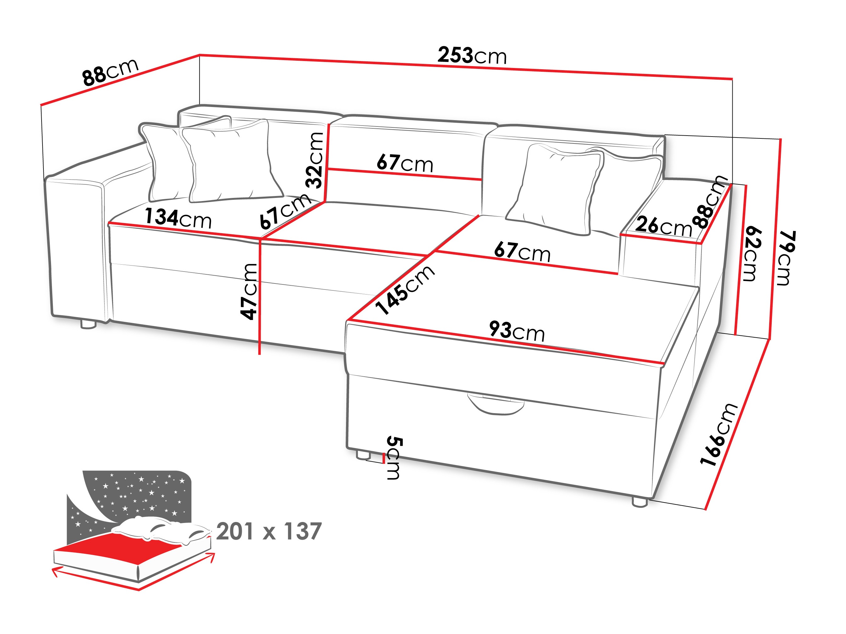 Hoekbank Clovis 116 (Coral 45)