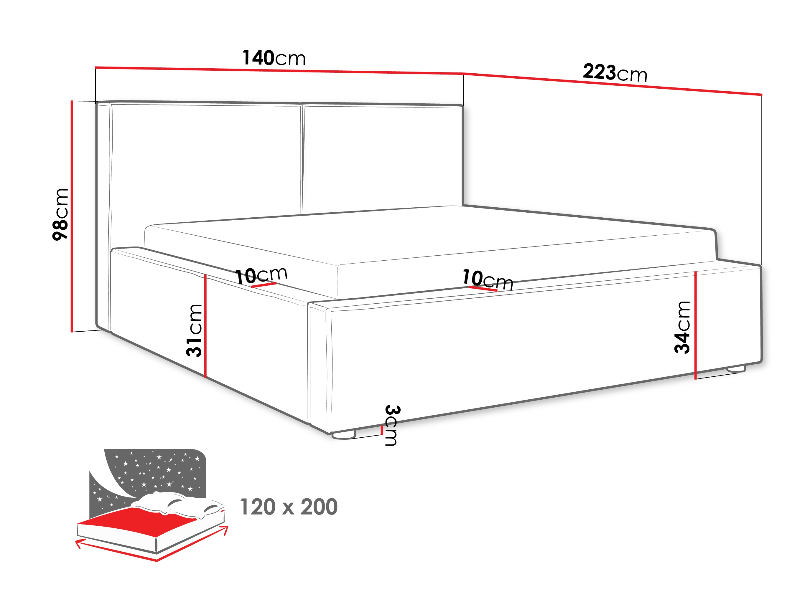 Bed TrendyNest 117 (Coral 50)