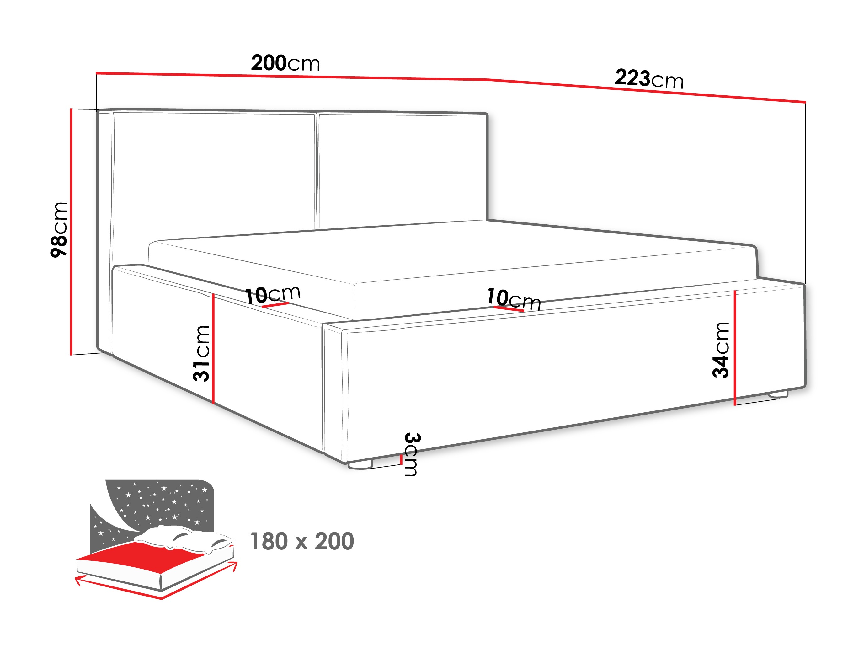 Bed TrendyNest 117 (Coral 50)