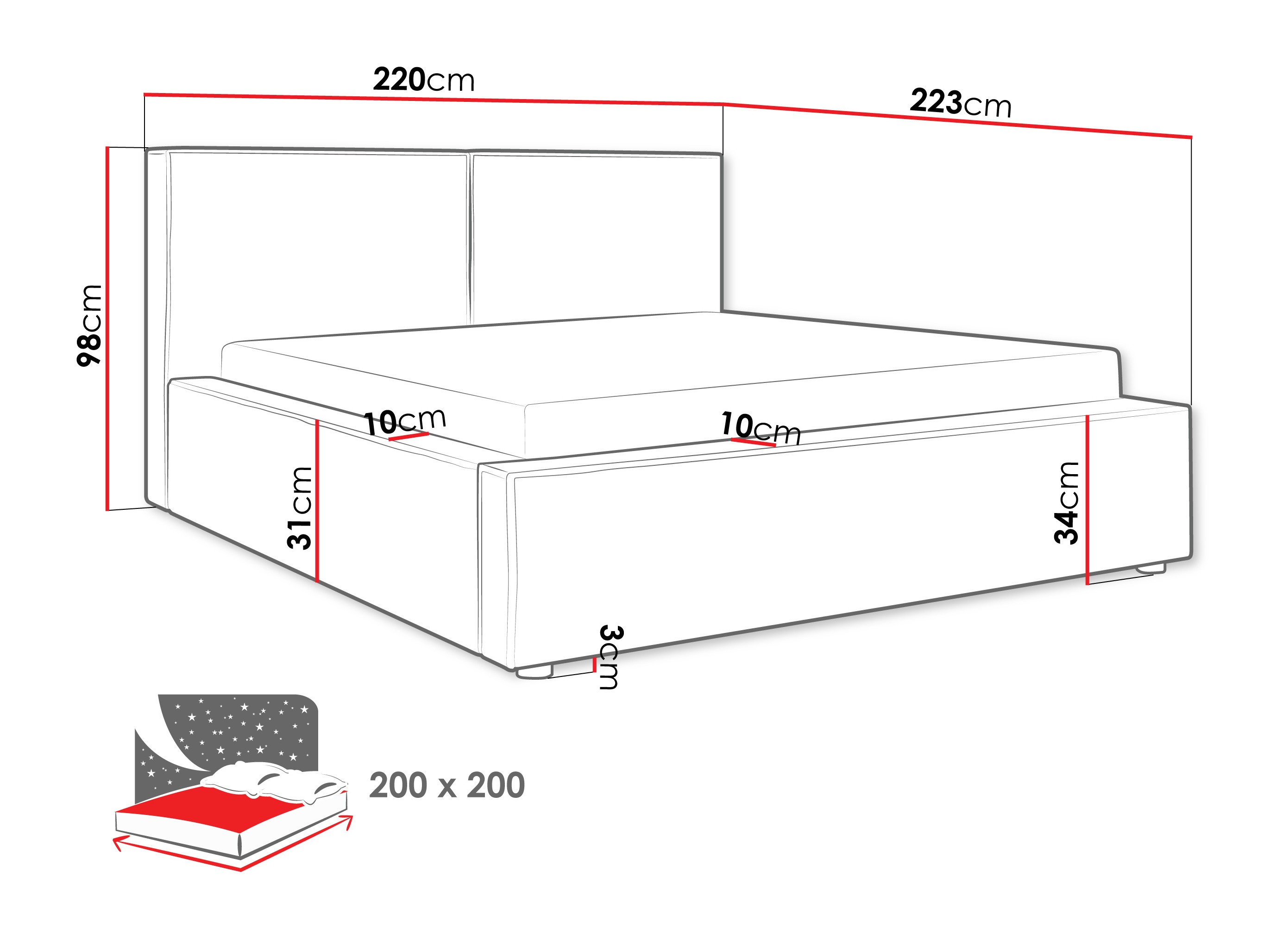 Bed TrendyNest 117 (Coral 50)
