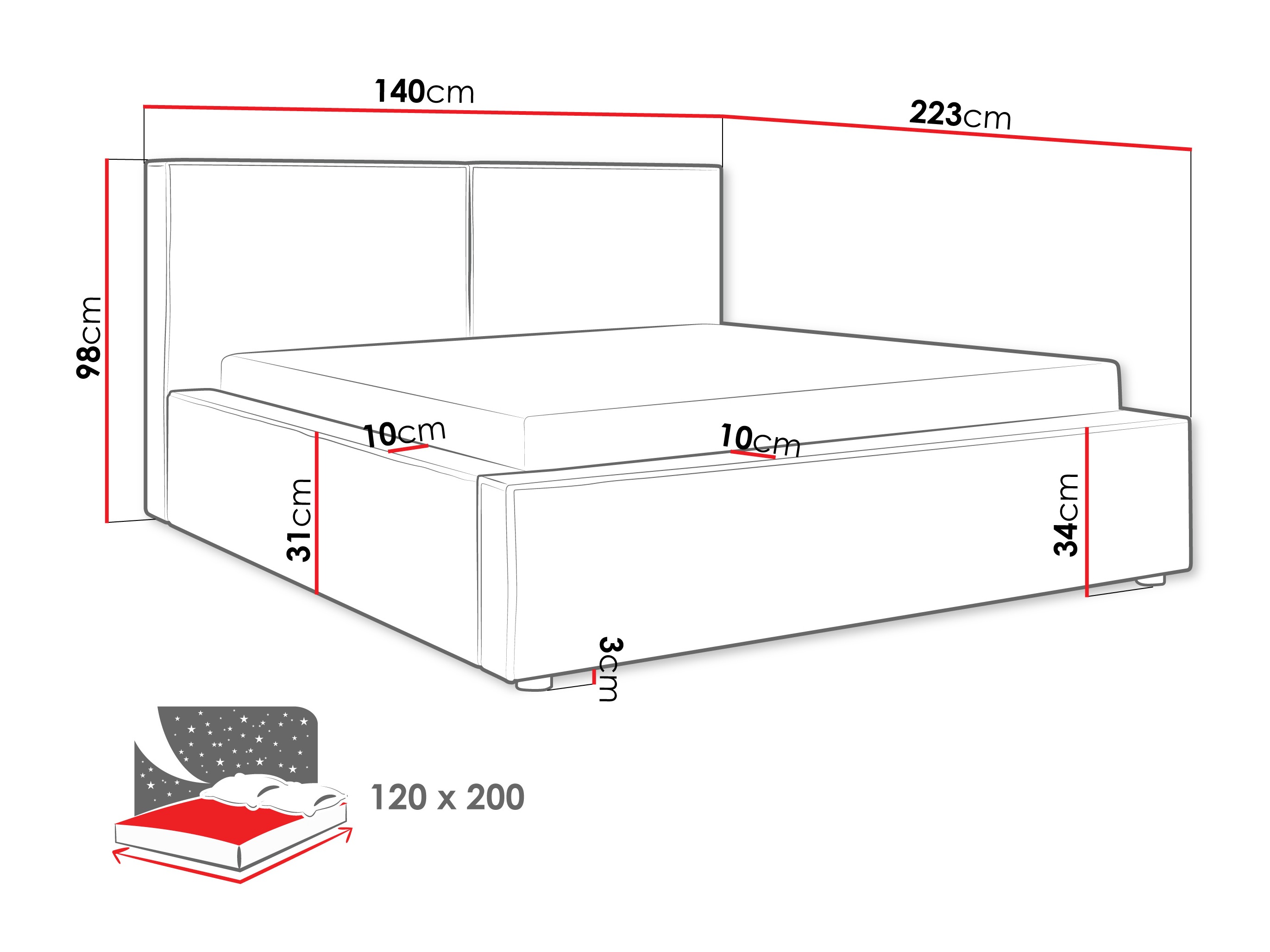 Bed TrendyNest 117 (Coral 55)
