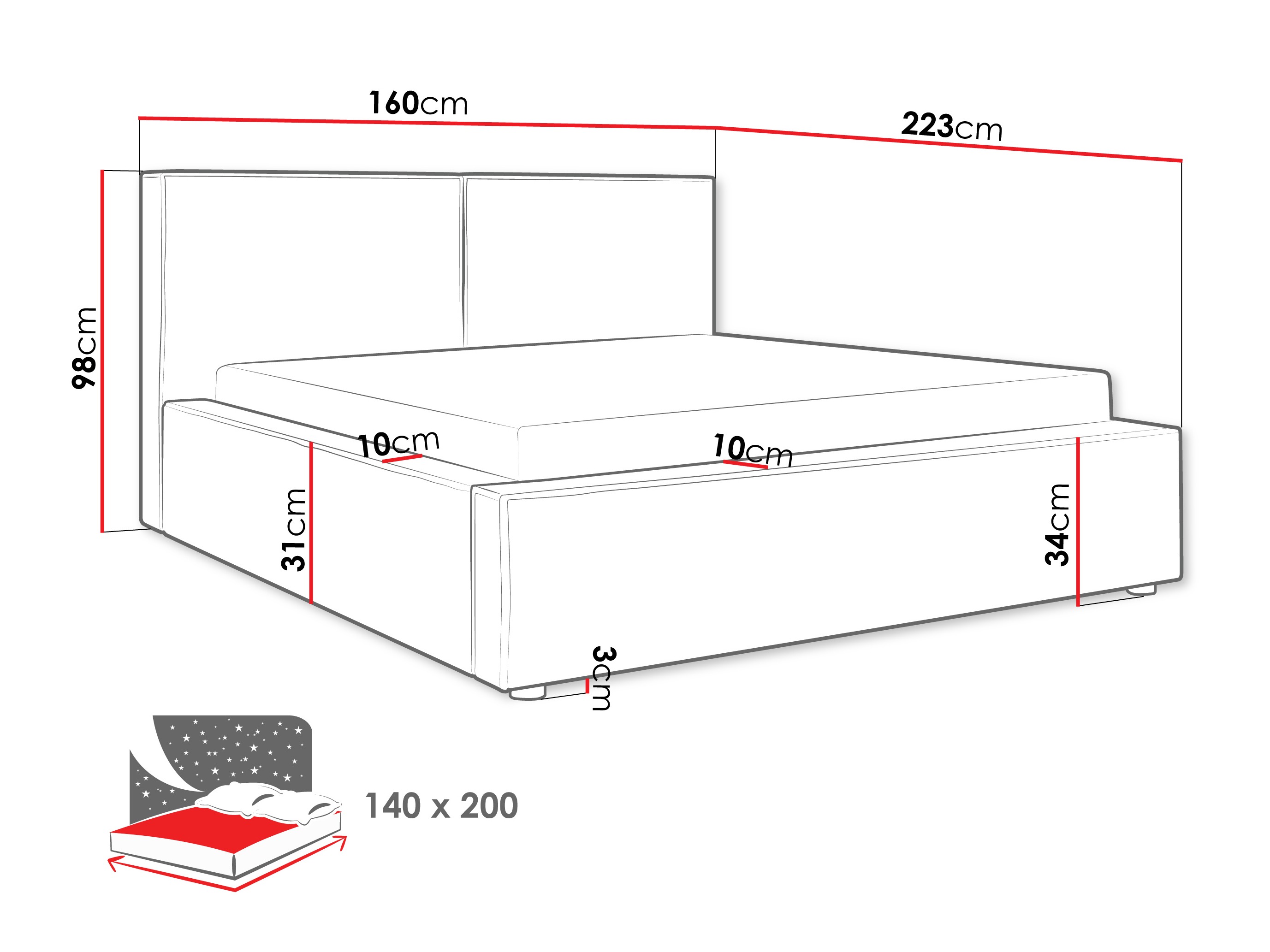 Bed TrendyNest 117 (Coral 75)