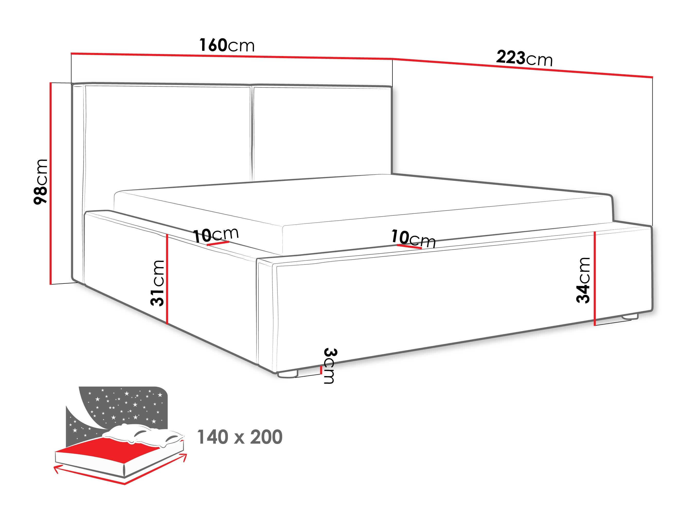 Bed TrendyNest 117 (Coral 80)