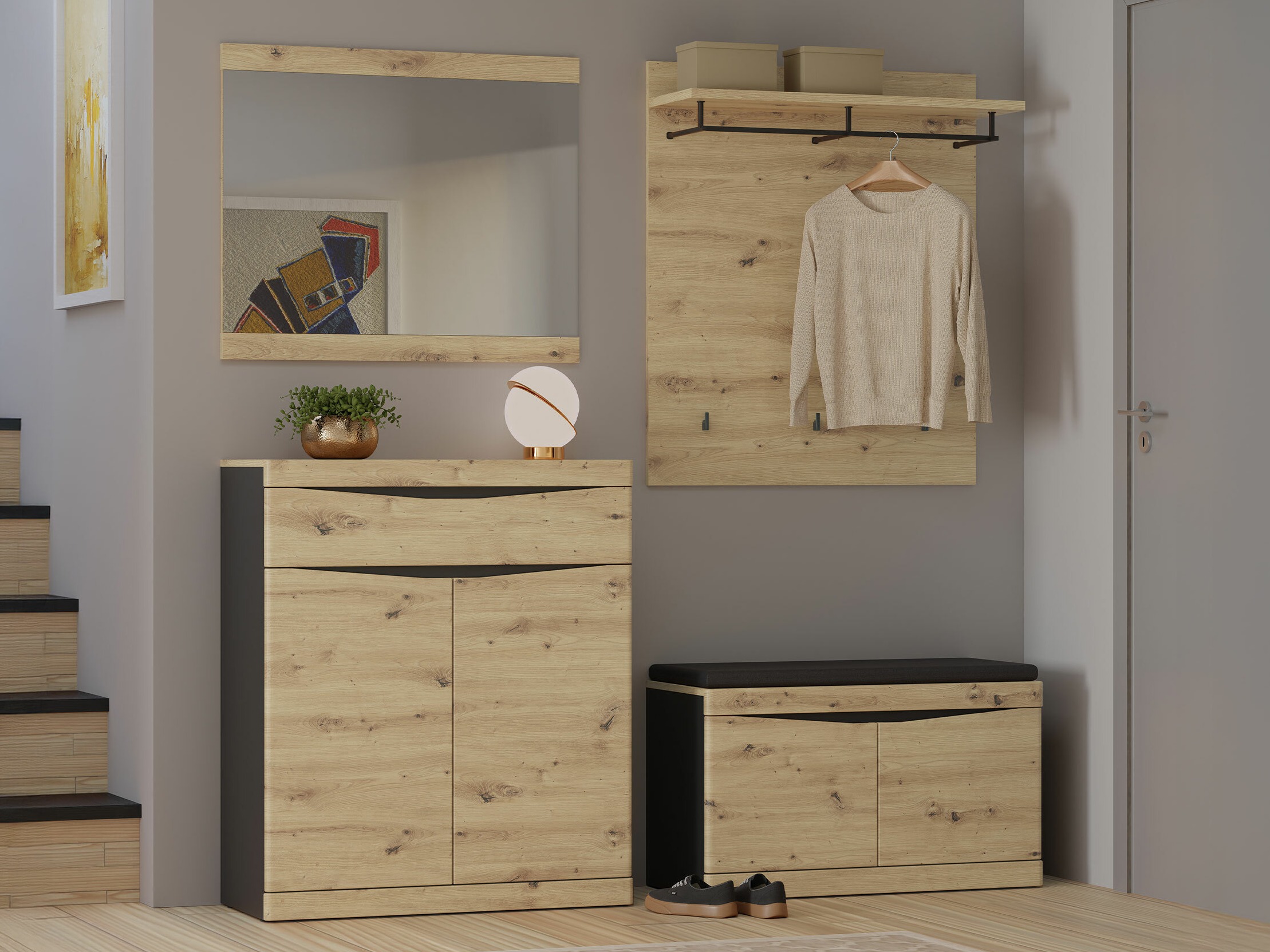 Gangmeubelset Venlori 119 (Artisan eiken + Antraciet)