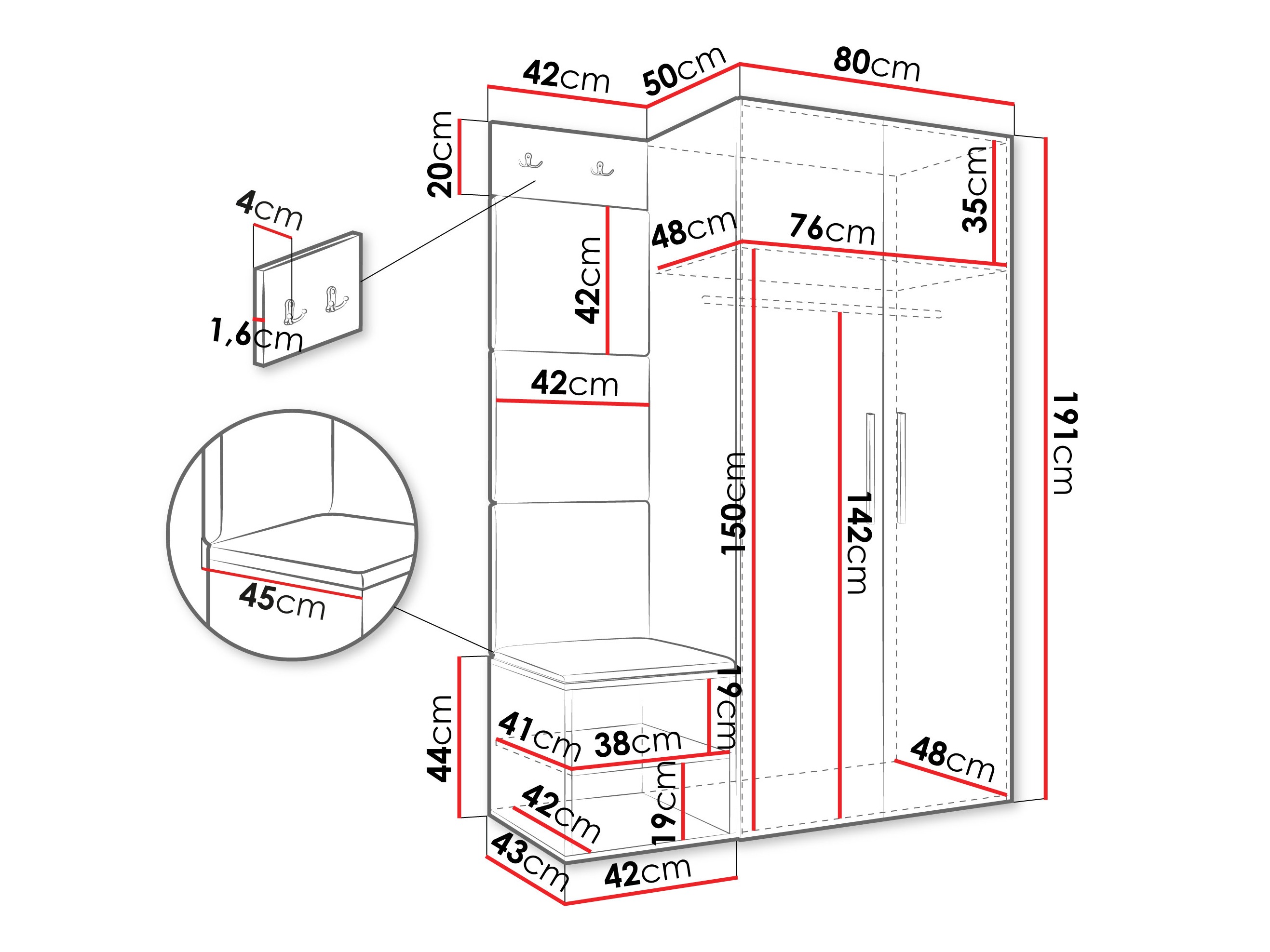 Gangmeubelset Hartford 523 (Wit)