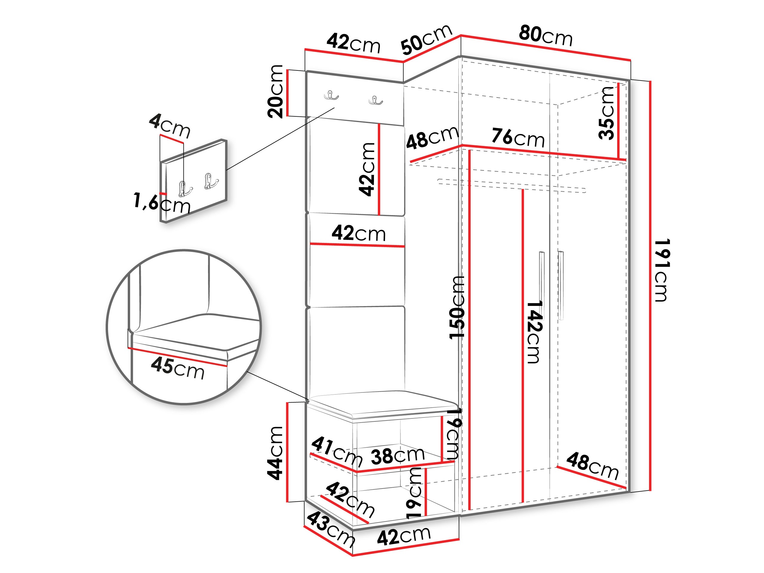 Gangmeubelset Hartford 523 (Wit)