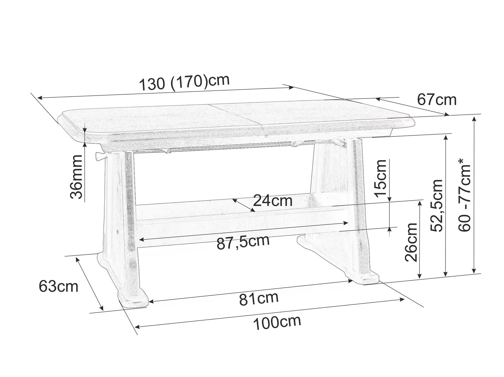 Transforming salontafel Detroit 811 (Sonoma eik)