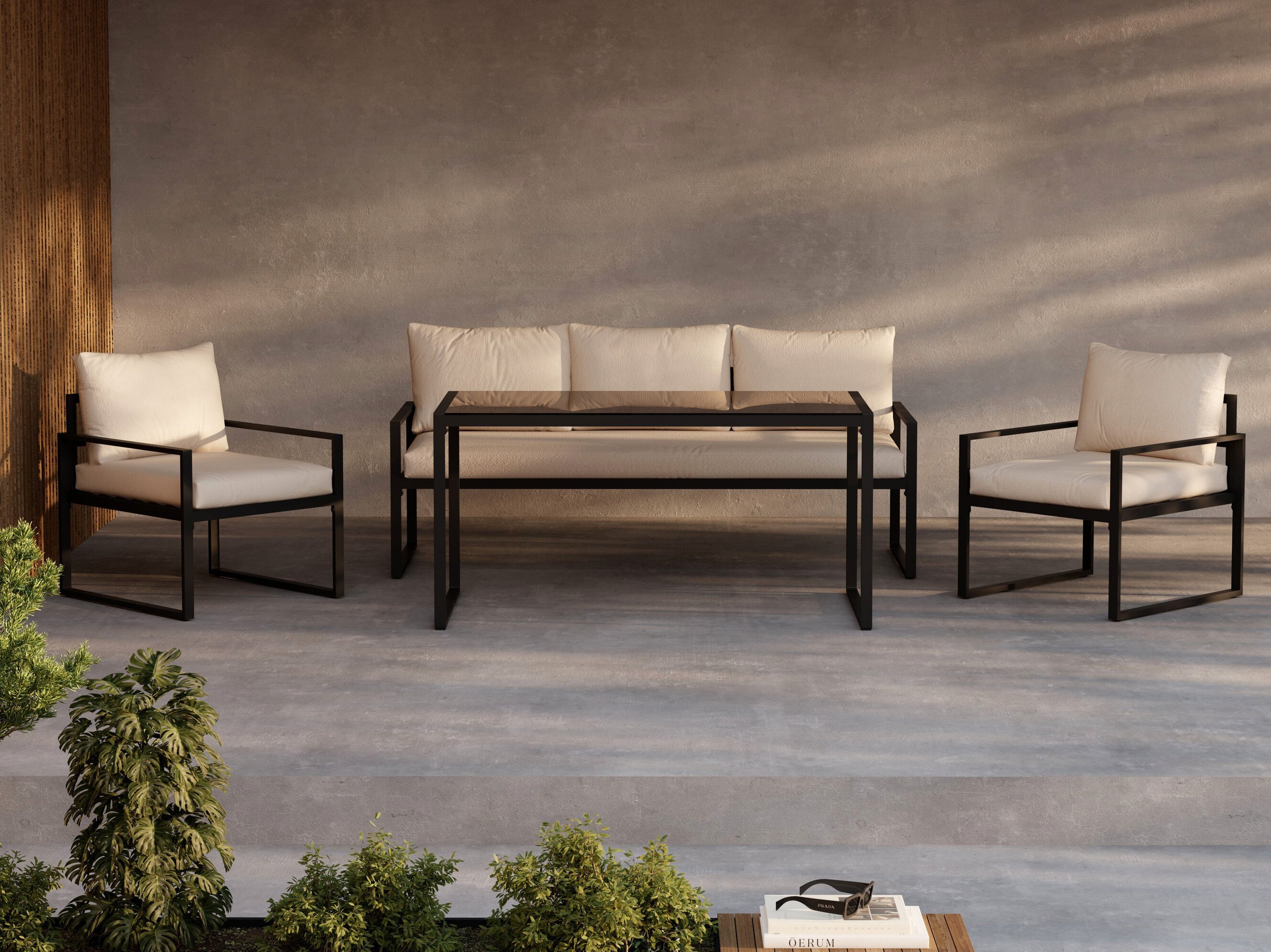 Buiten meubilair set Dallas 4733 (Zwart + Beige)