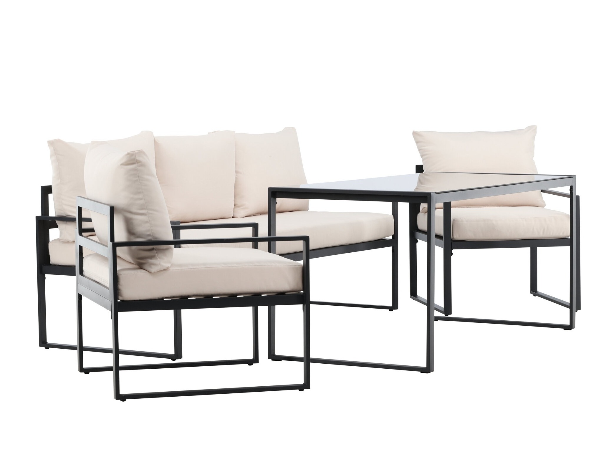 Buiten meubilair set Dallas 4733 (Zwart + Beige)