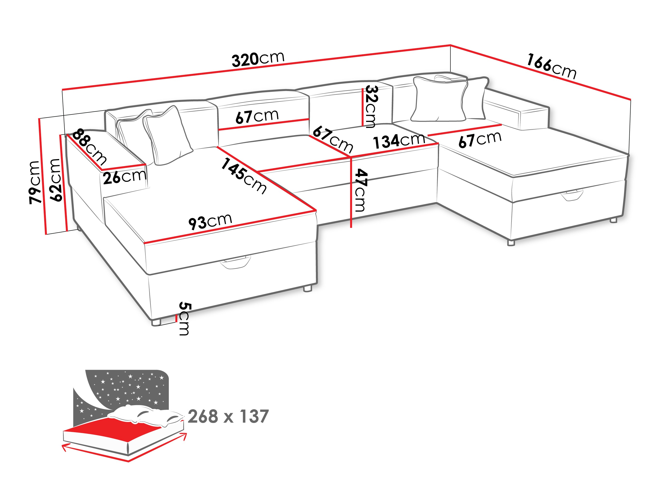 Hoekbank Clovis 115 (Coral 75)