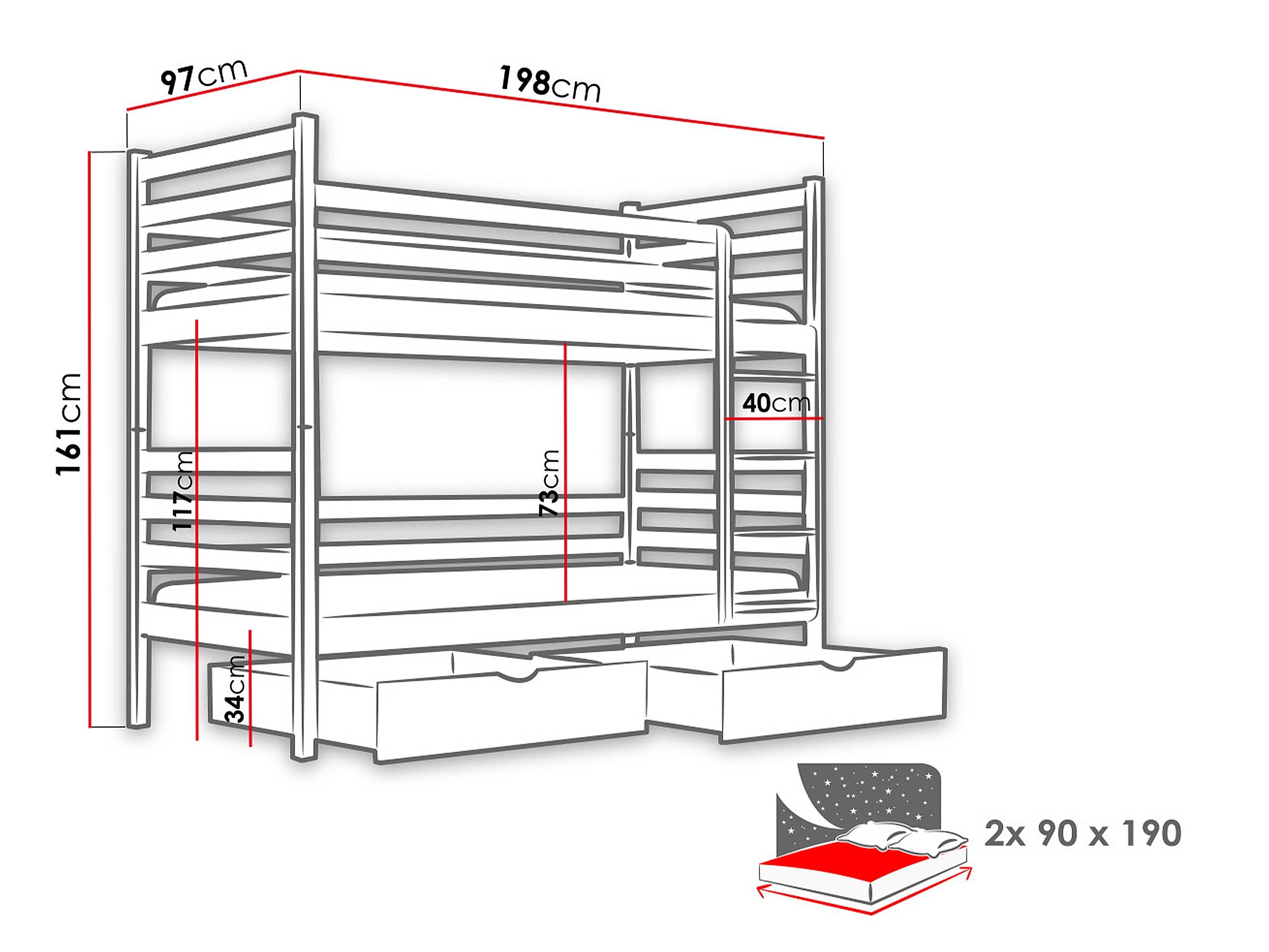 Stapelbed Vista 101 (Kasjmier)