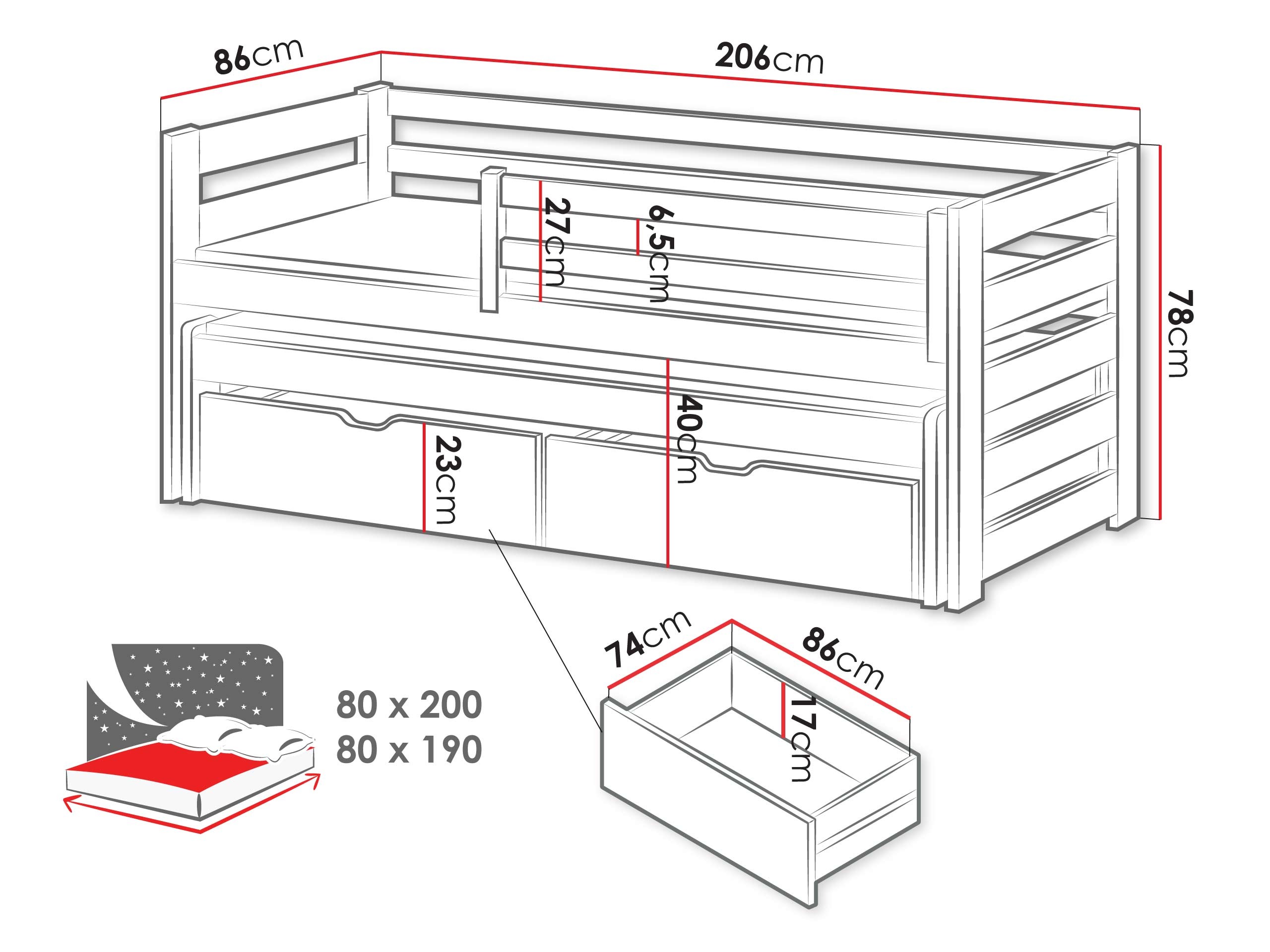 Bed Vista 113 (Kasjmier)