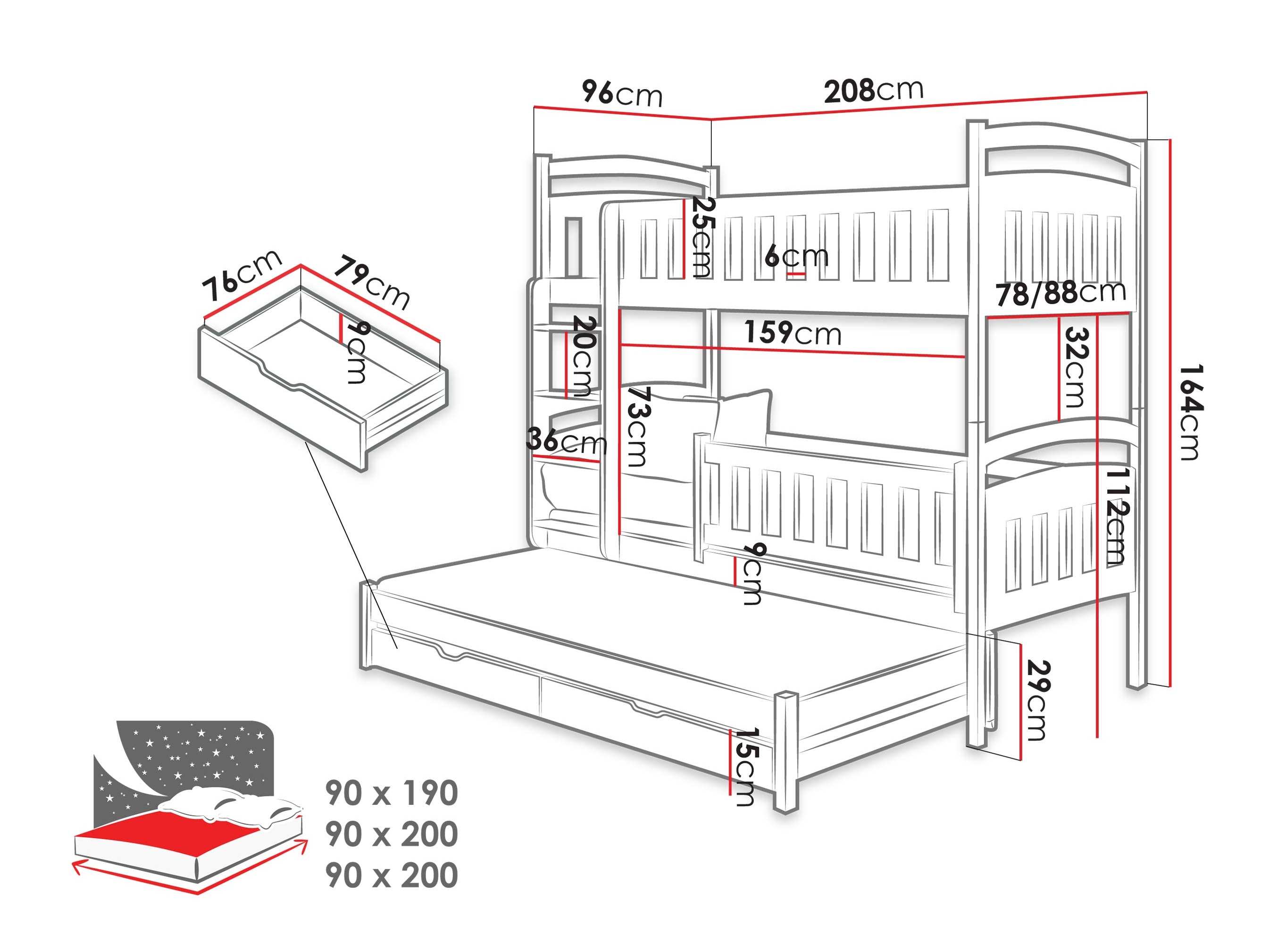Stapelbed Vista 120 (Kasjmier)