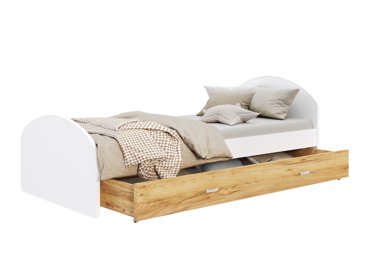 Bed Aurora 177 (Wit + Craft eiken)