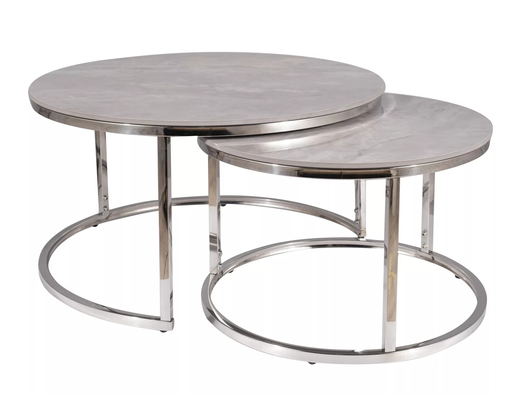 Salontafel set Detroit 676 (Grijs marmer + Zilver)