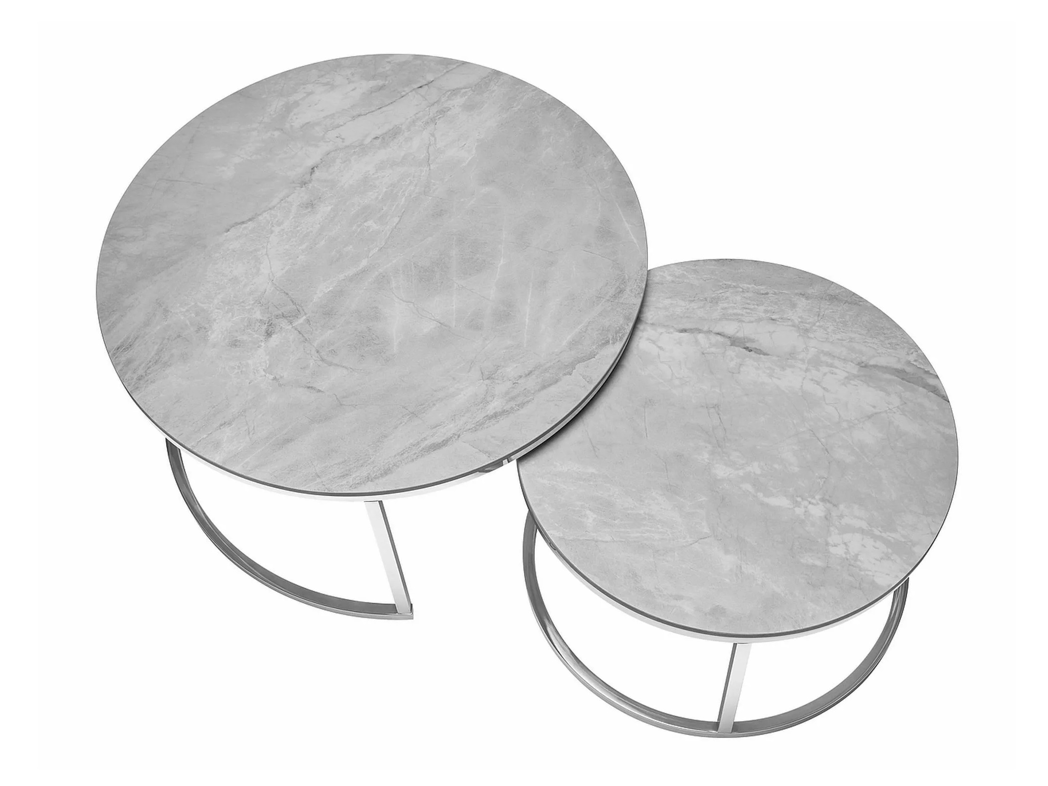 Salontafel set Detroit 676 (Grijs marmer + Zilver)