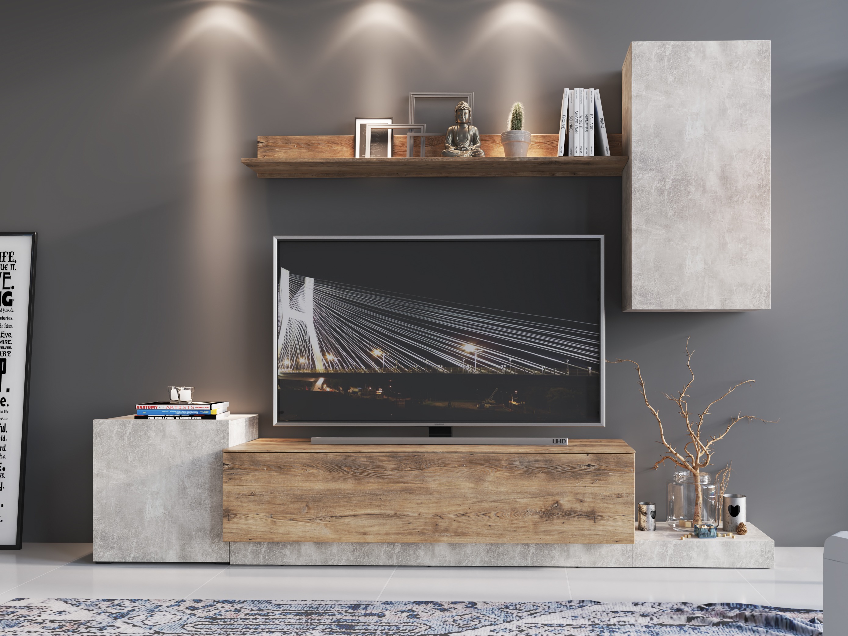 Woonkamerset Ontario 158 (Lichtgrijs + Kastanje)