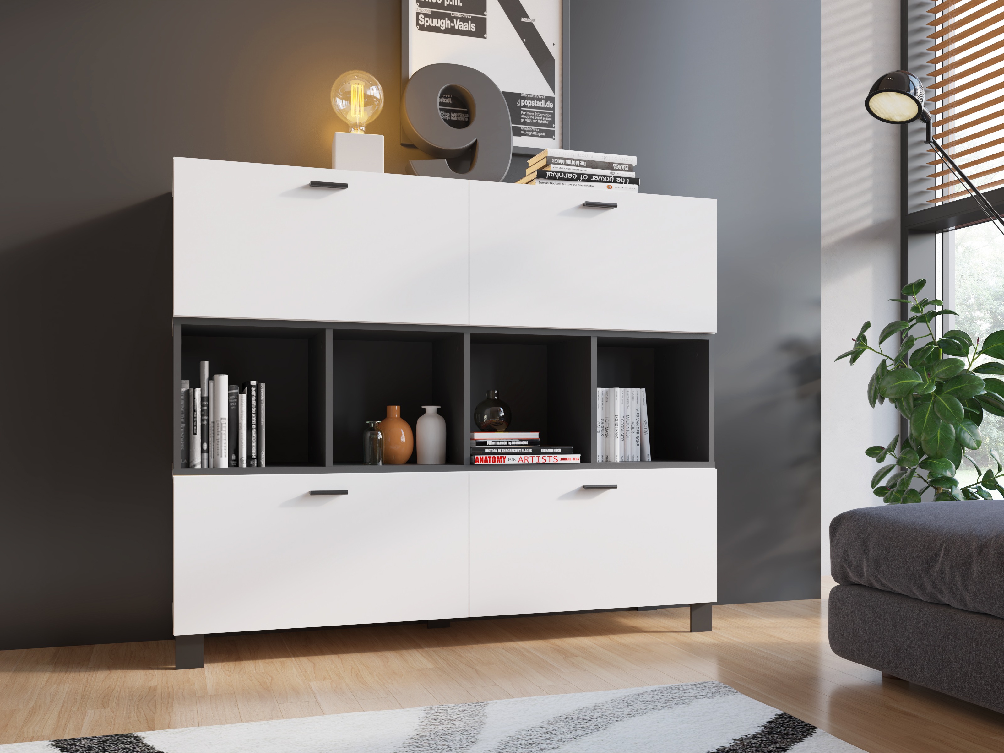 Boekenkast Virnolu 102 (Antraciet)