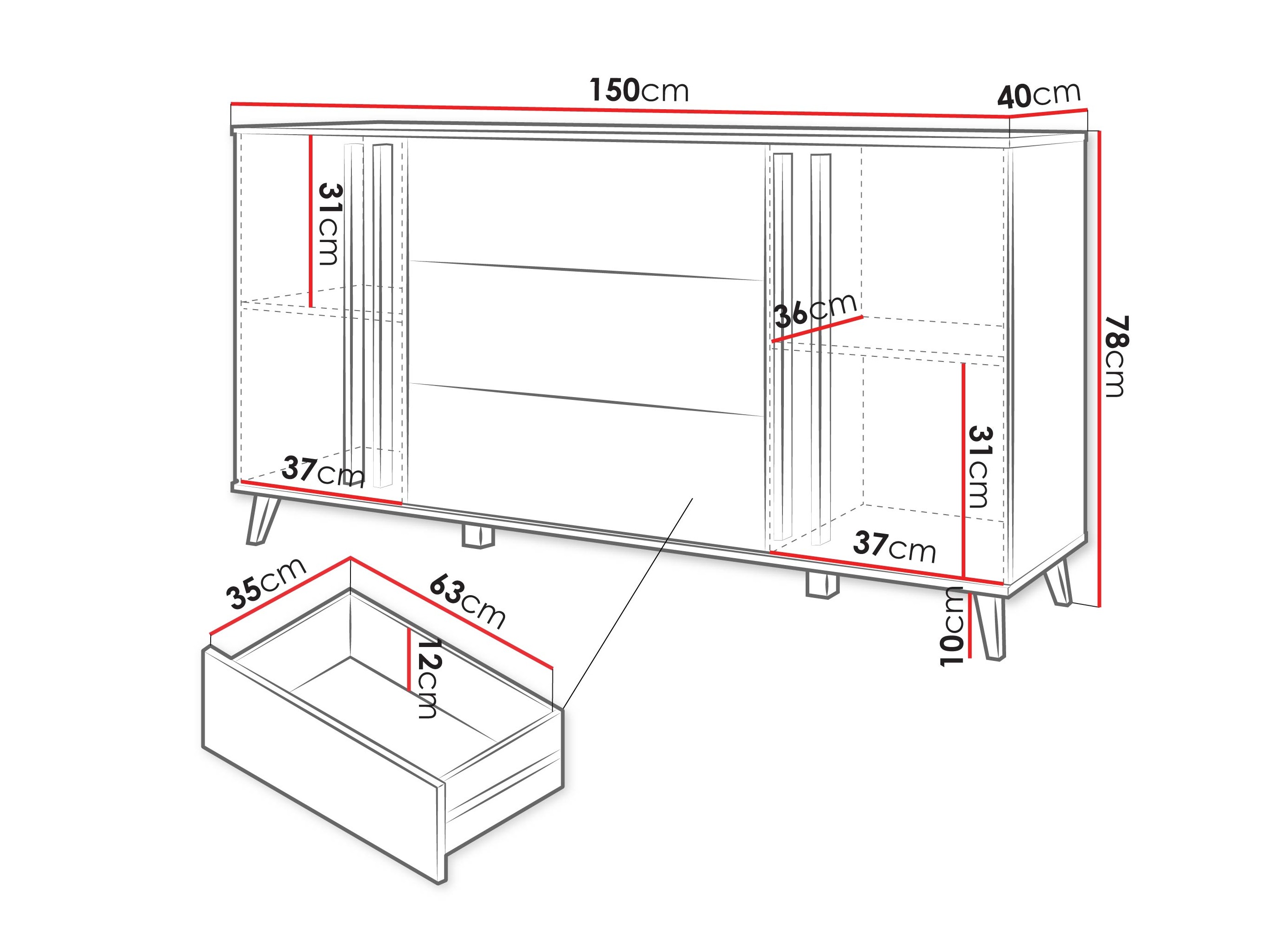 Ladekast Facetor (Artisan eiken + Grafiet)
