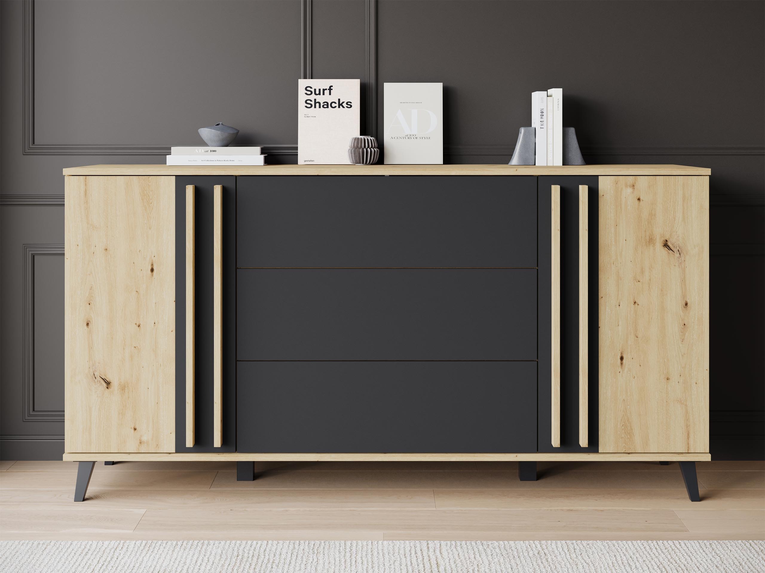 Ladekast Temora 100 (Artisan eiken + Grafiet)