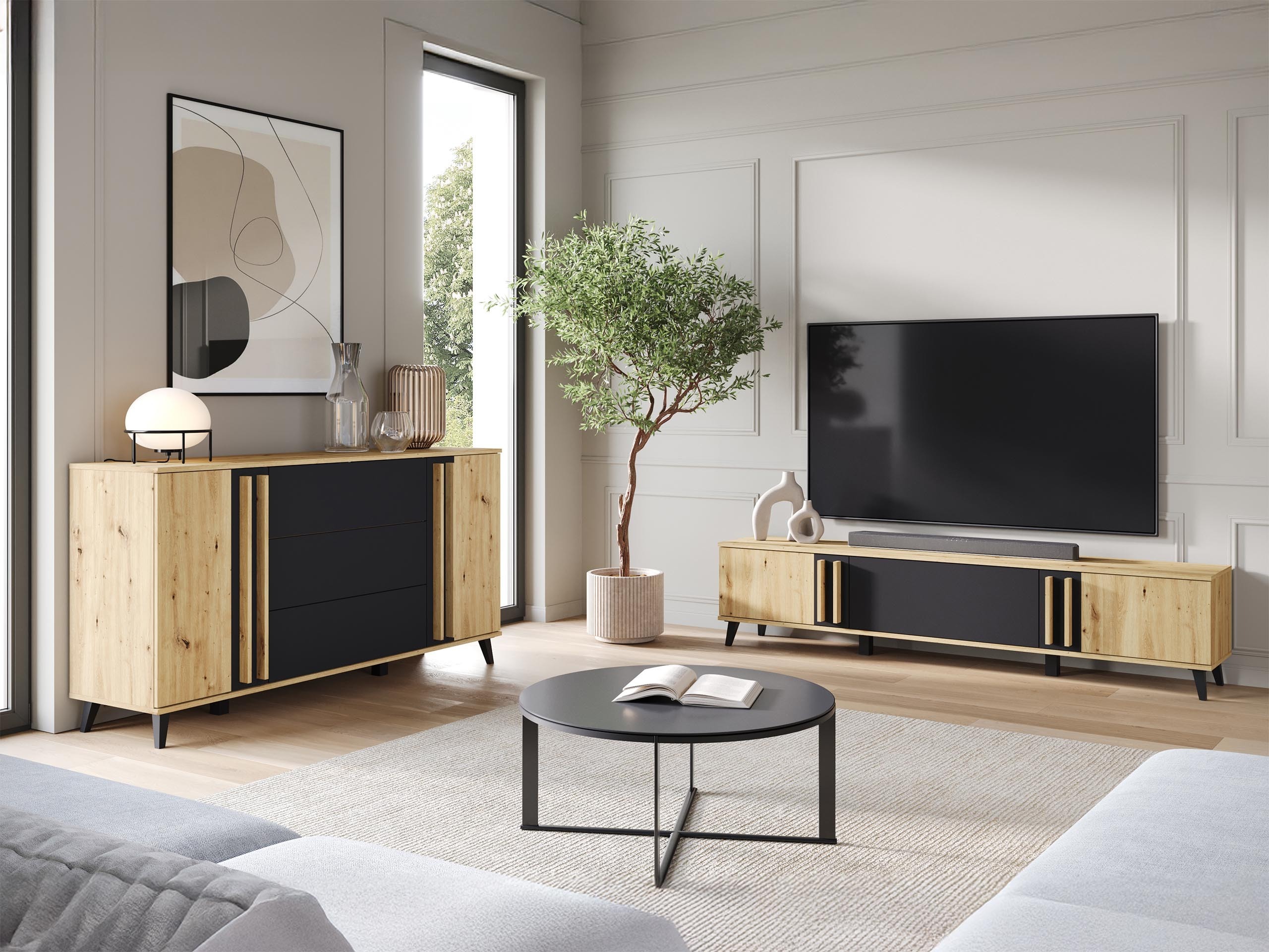 Ladekast Temora 100 (Artisan eiken + Grafiet)