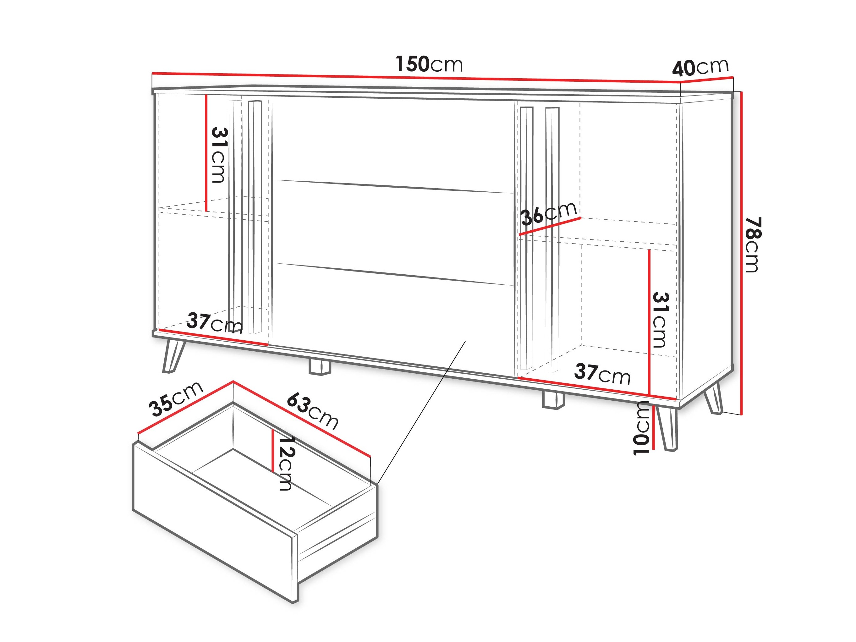 Ladekast Temora 100 (Grafiet)