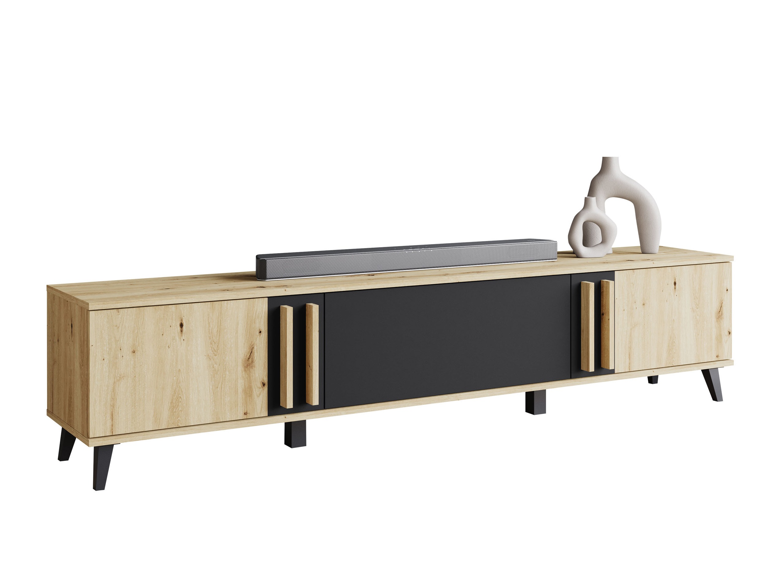 TV-meubel Facetor (Artisan eiken + Grafiet)