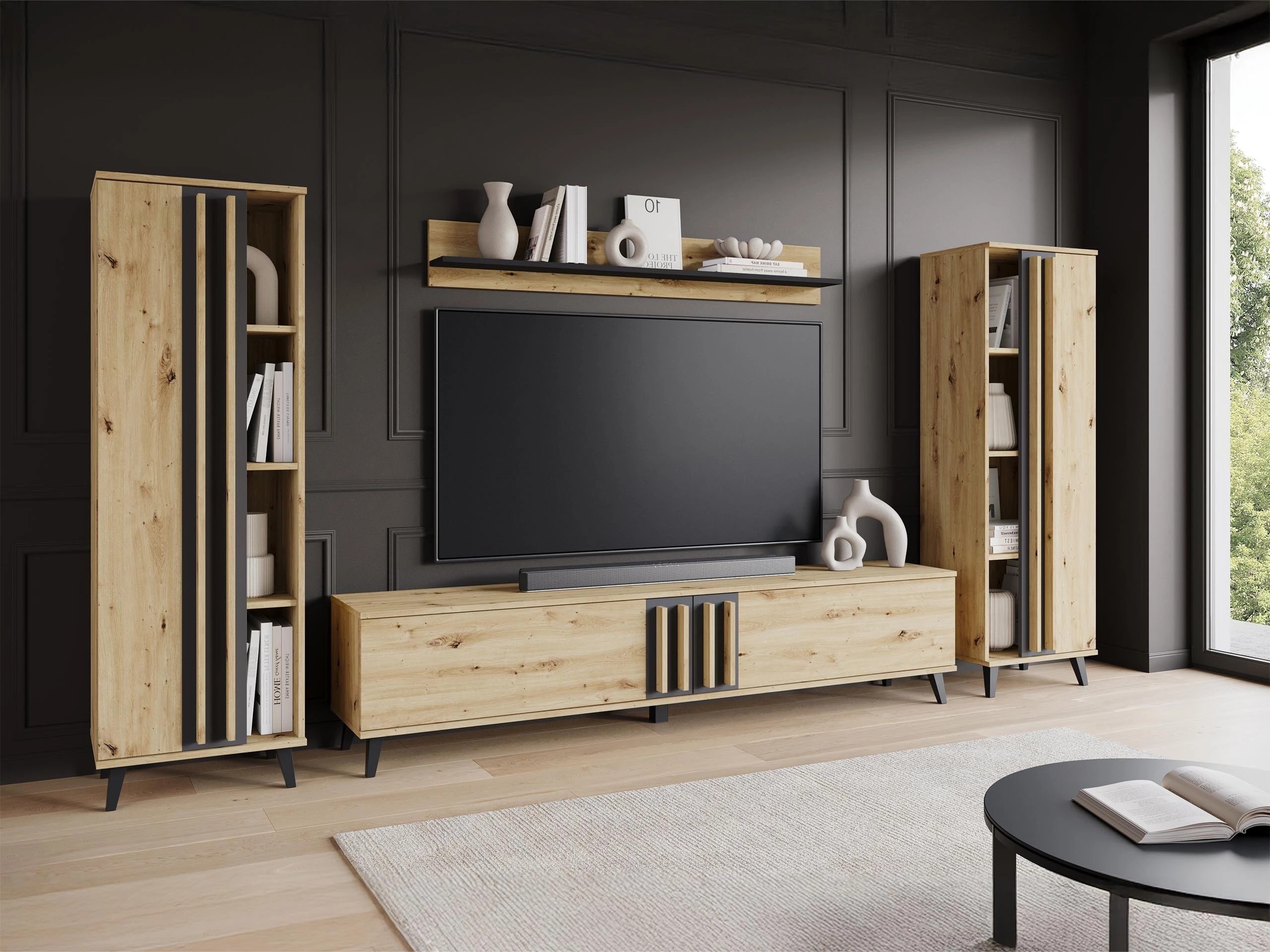 Woonkamerset Temora 102 (Artisan eiken + Grafiet)