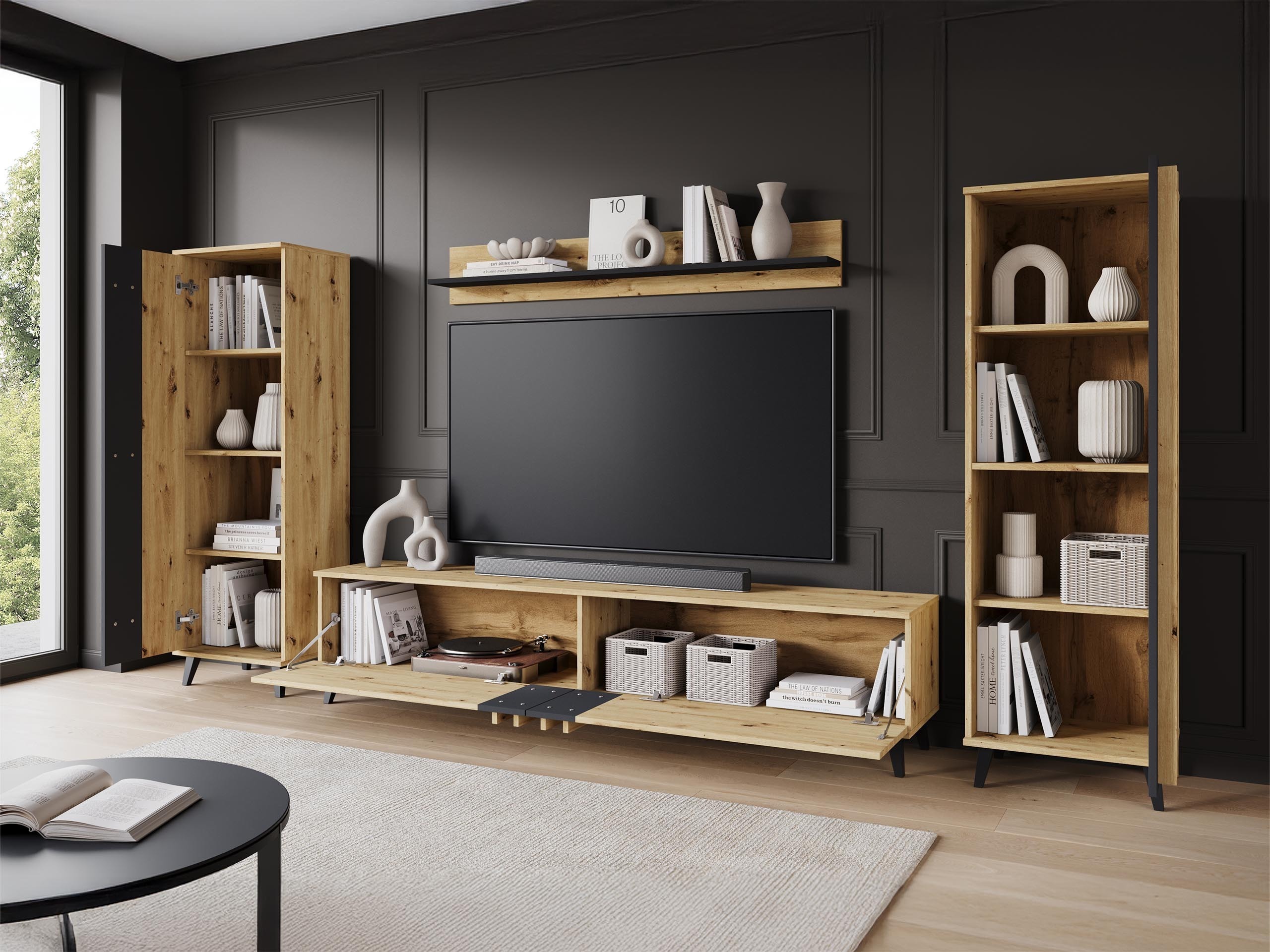Woonkamerset Temora 102 (Artisan eiken + Grafiet)