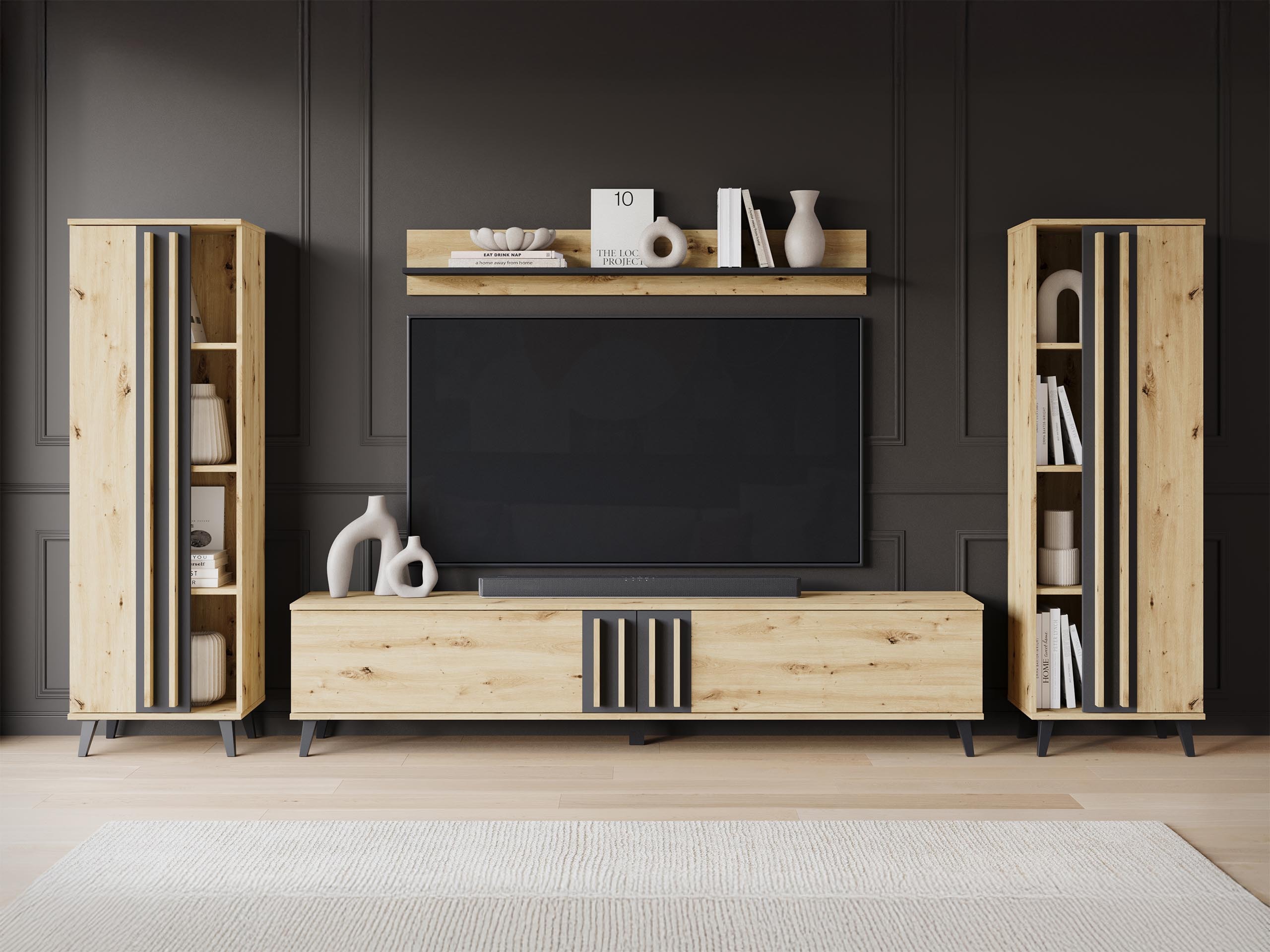Woonkamerset Temora 102 (Artisan eiken + Grafiet)