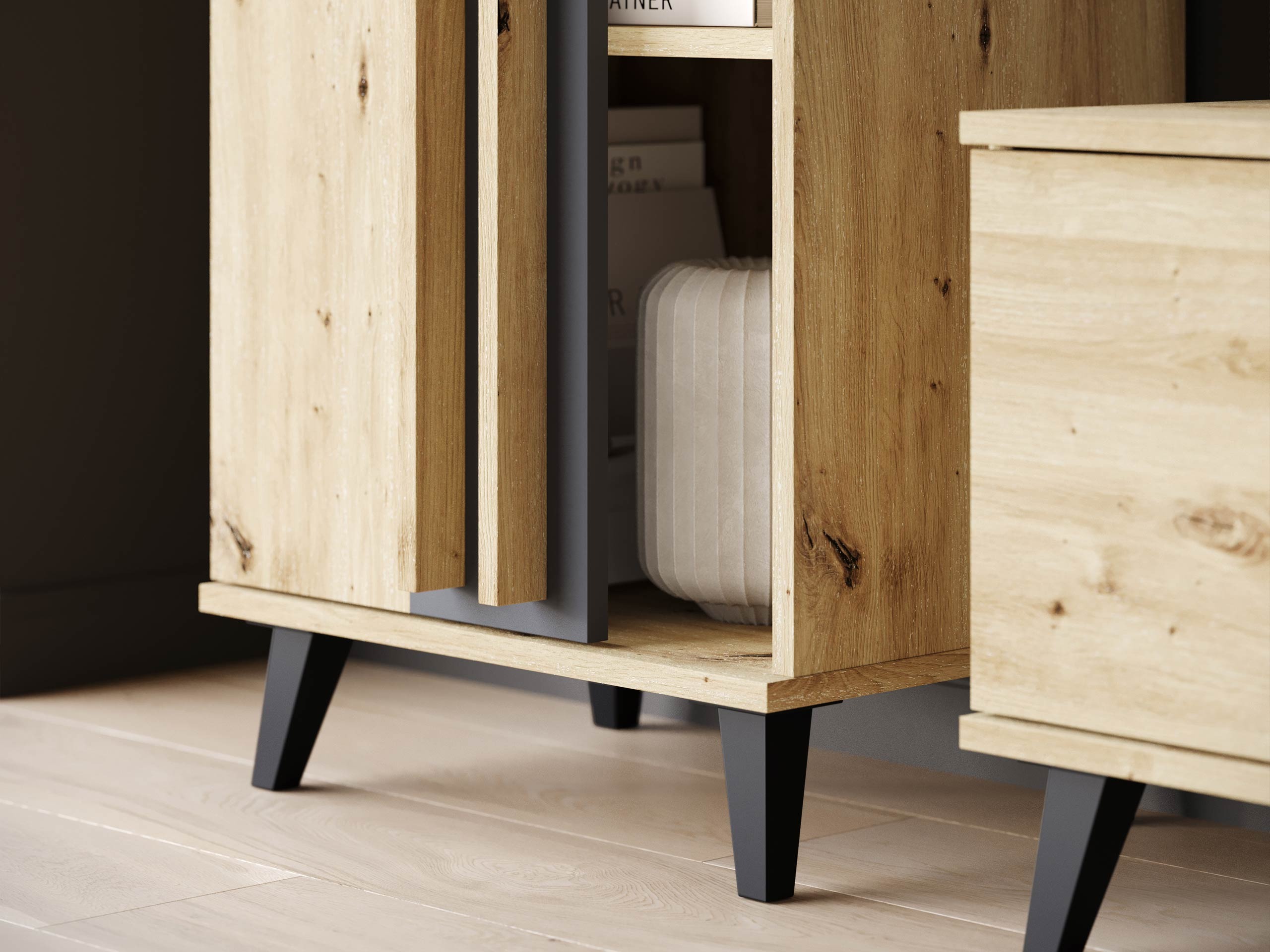 Woonkamerset Temora 102 (Artisan eiken + Grafiet)