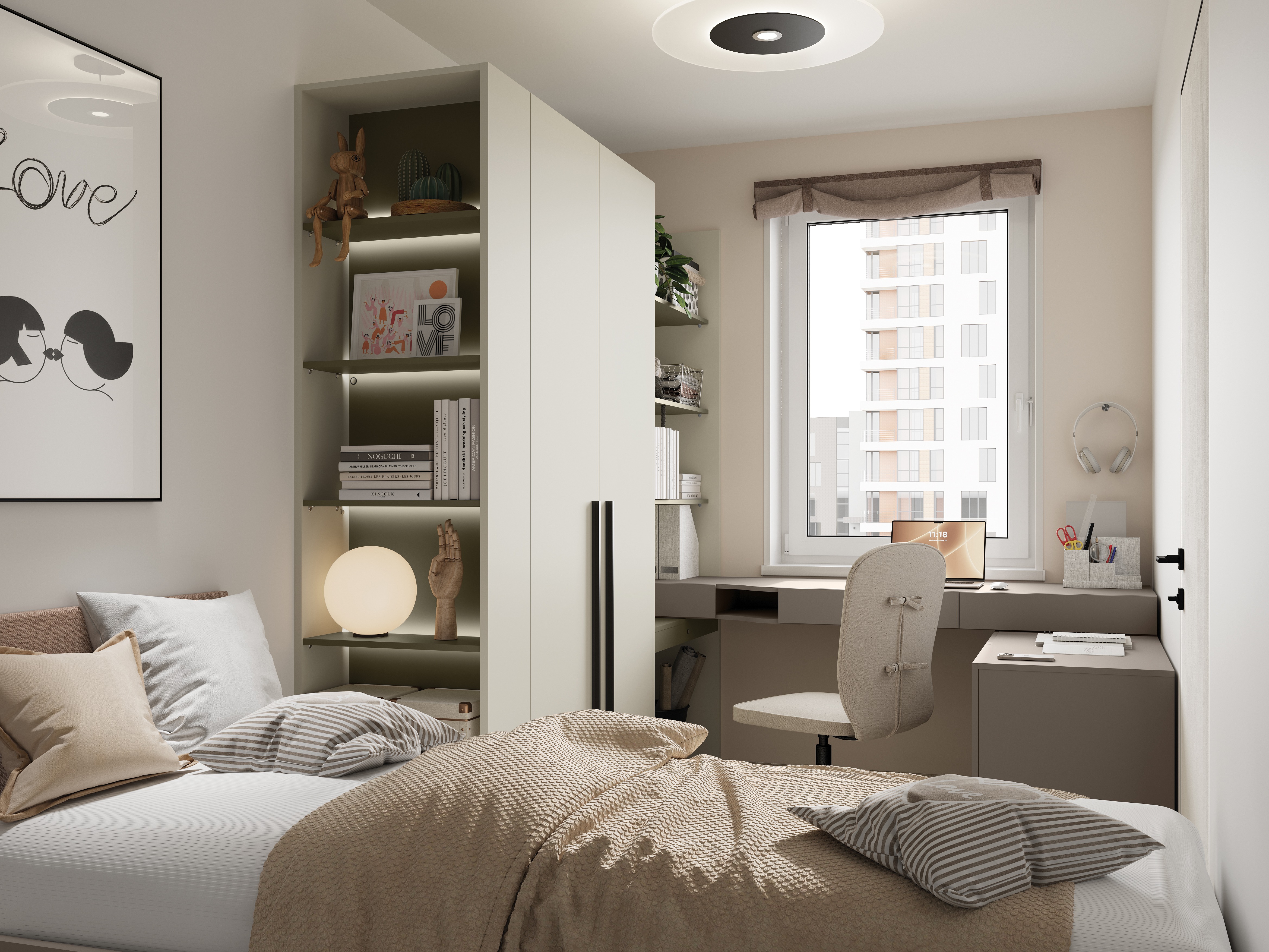 Boekenkast Evareve 104 (Groen + Lichtbruin)