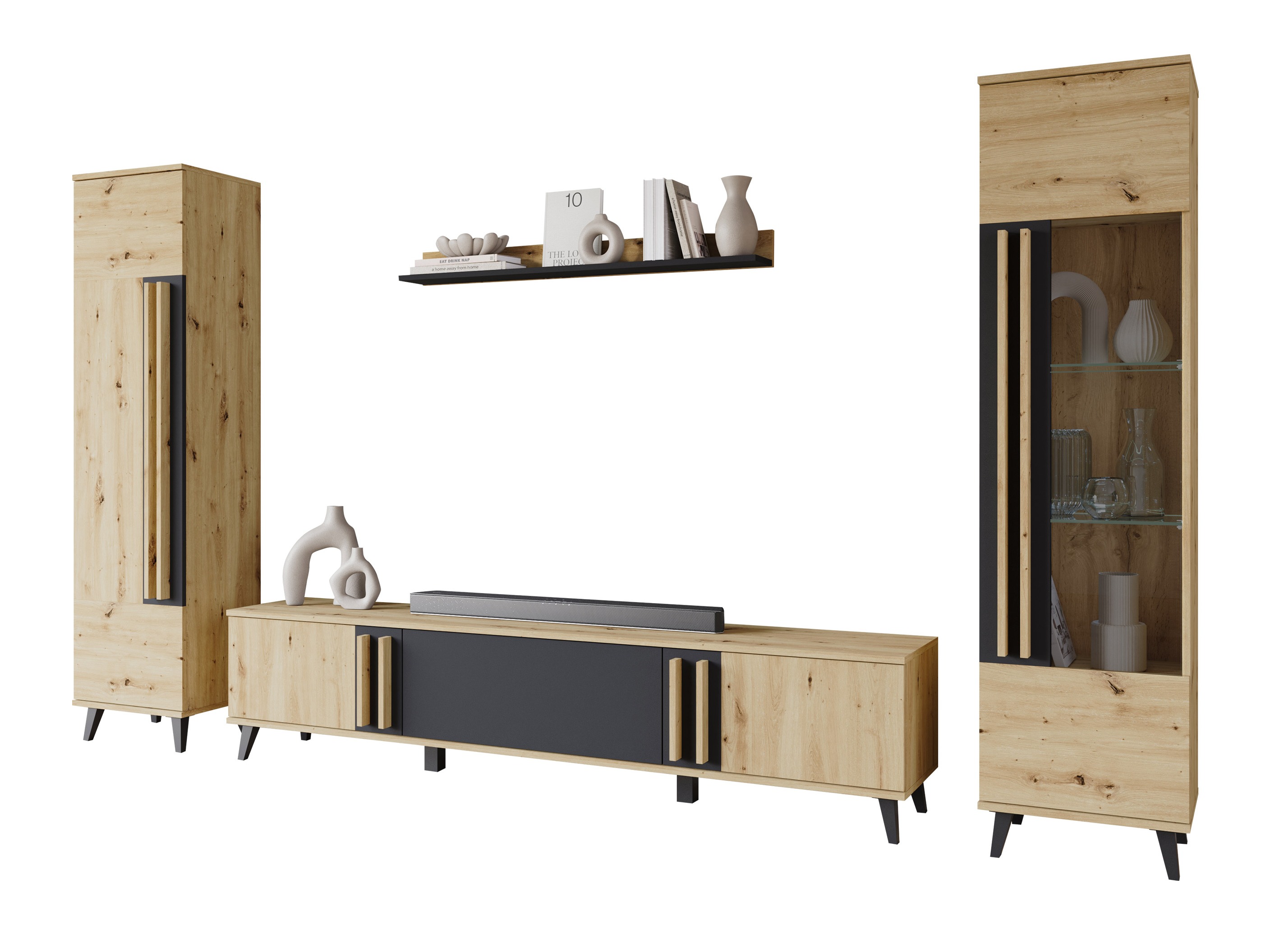 Woonkamerset Facetor II (Artisan eiken + Grafiet)