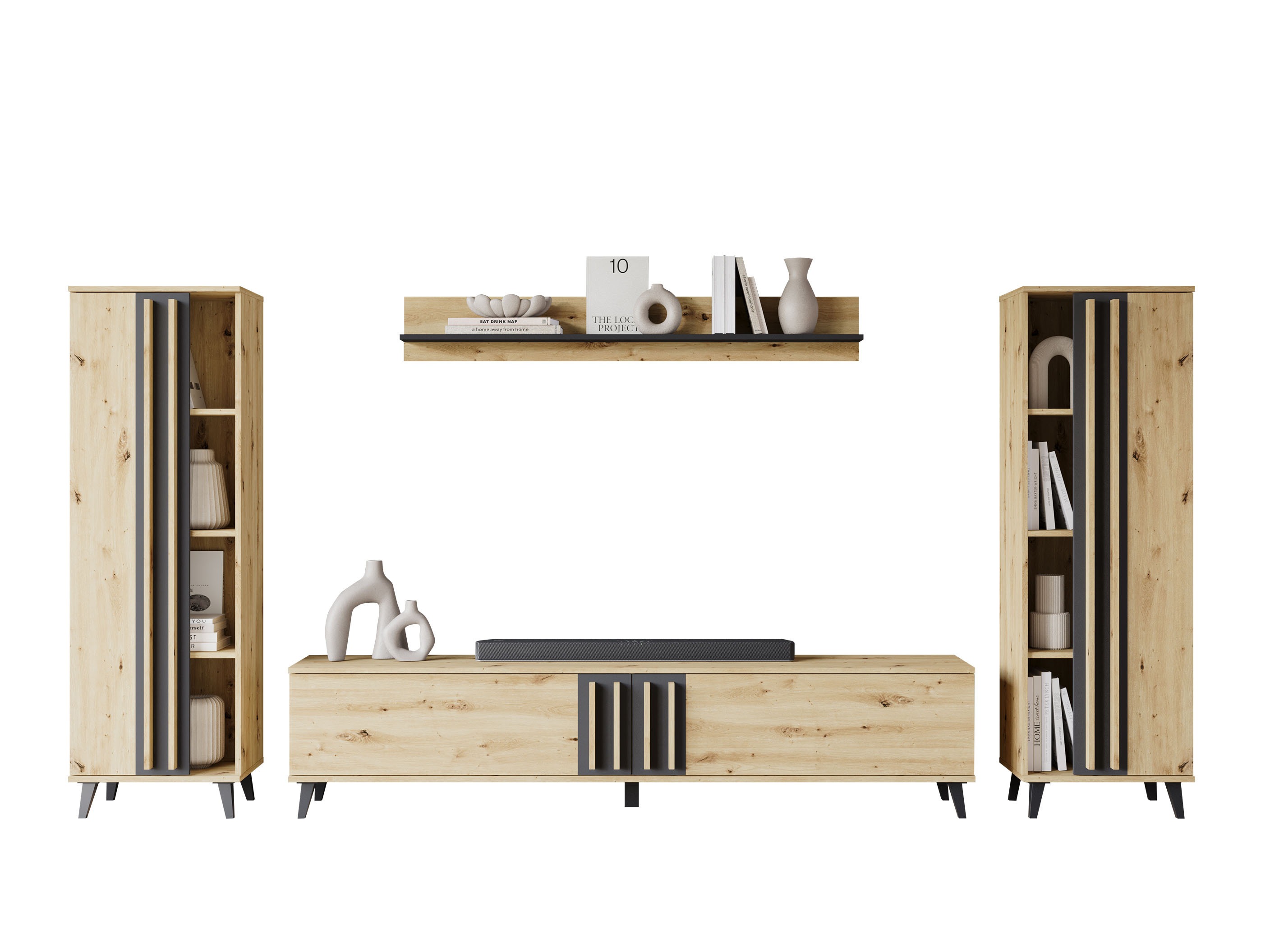 Woonkamerset Temora 102 (Artisan eiken + Grafiet)