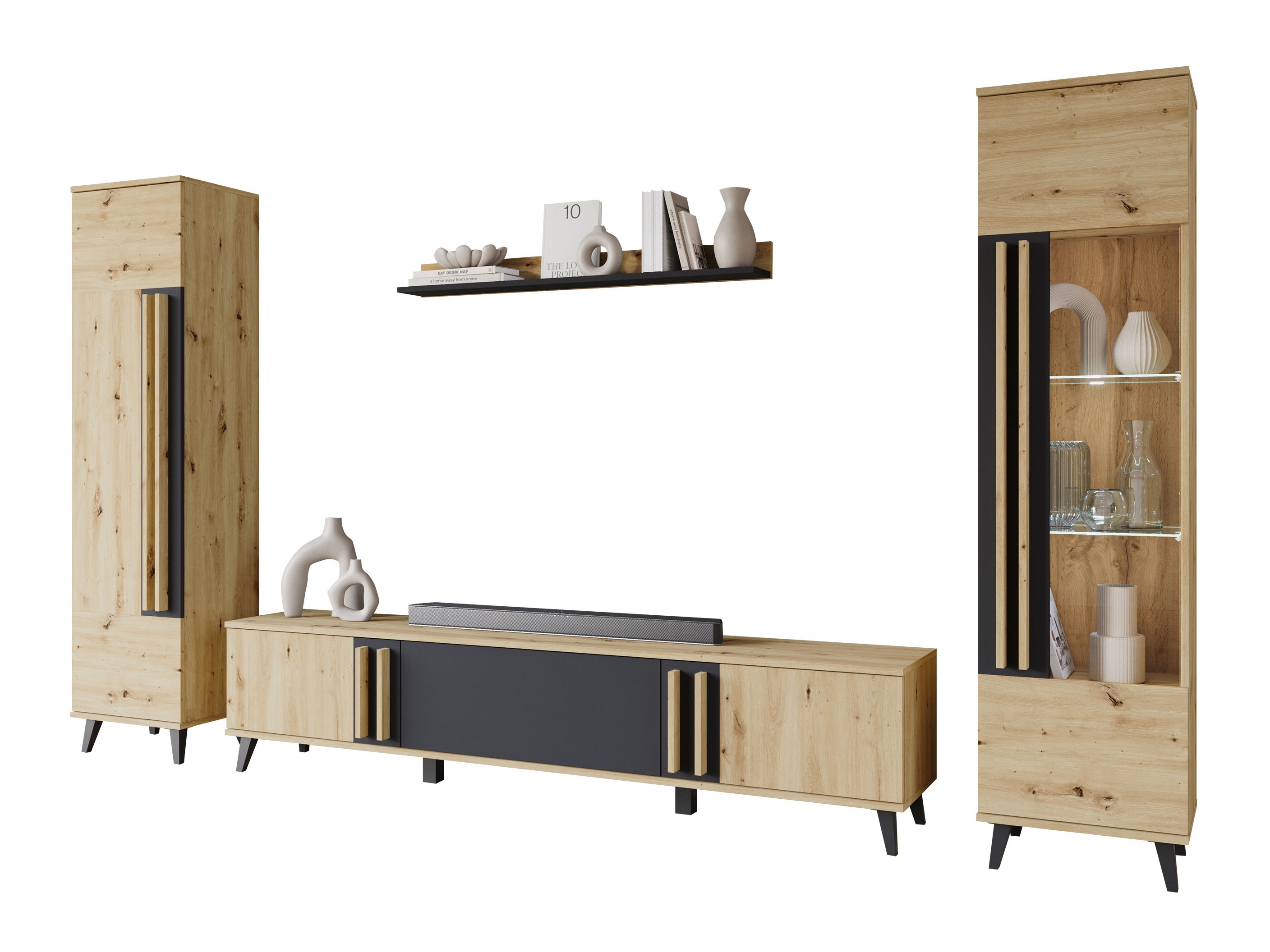Woonkamerset Temora 103 (Artisan eiken + Grafiet)