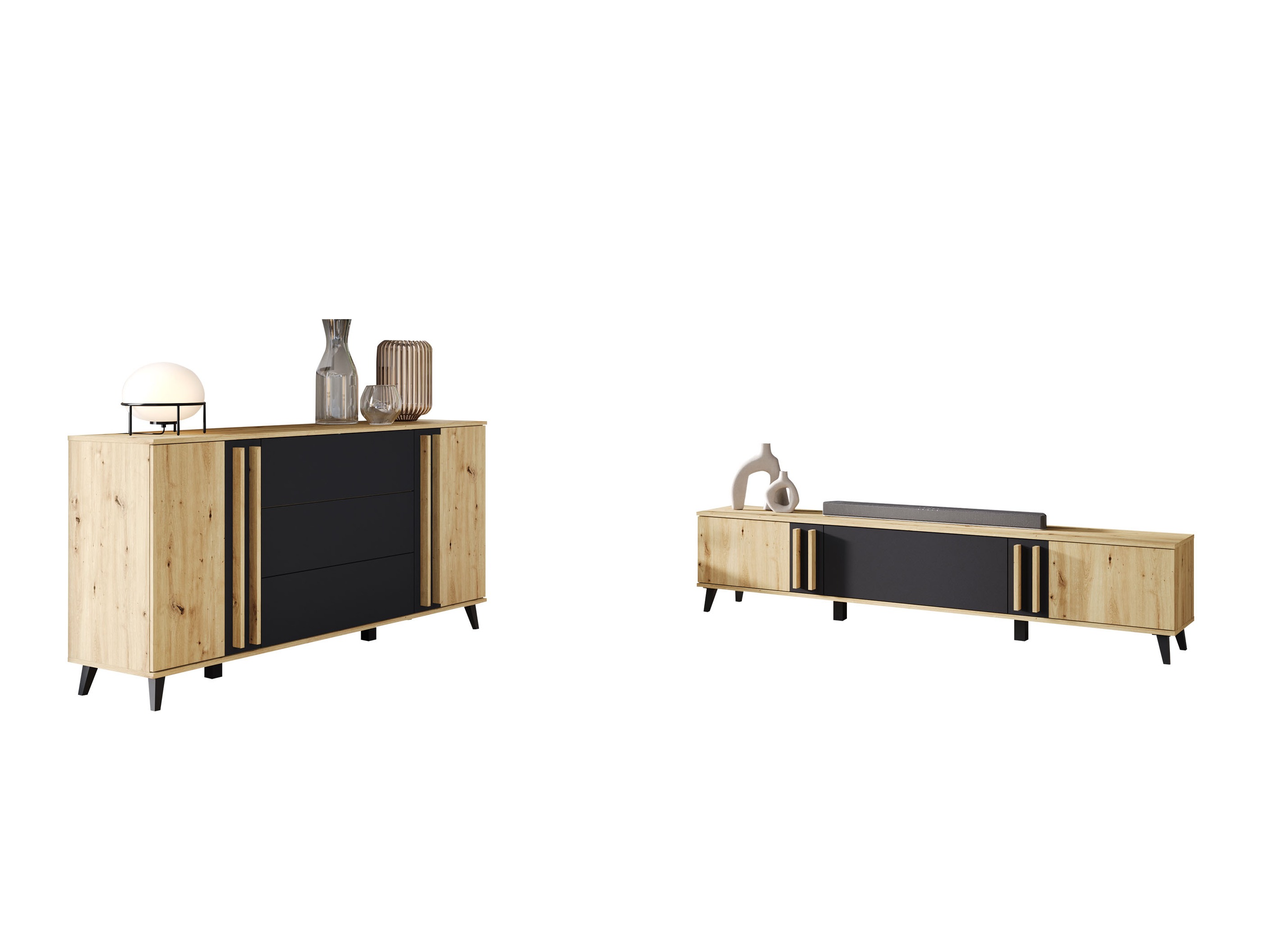 Woonkamerset Temora 104 (Artisan eiken + Grafiet)