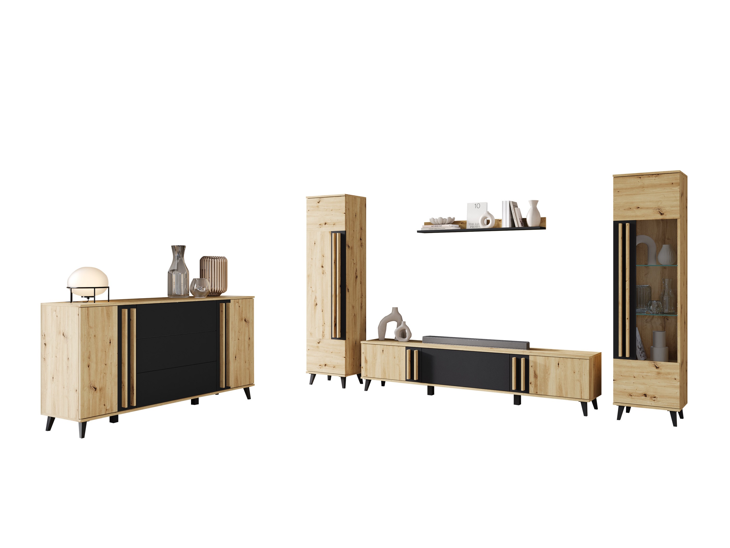 Woonkamerset Temora 105 (Artisan eiken + Grafiet)