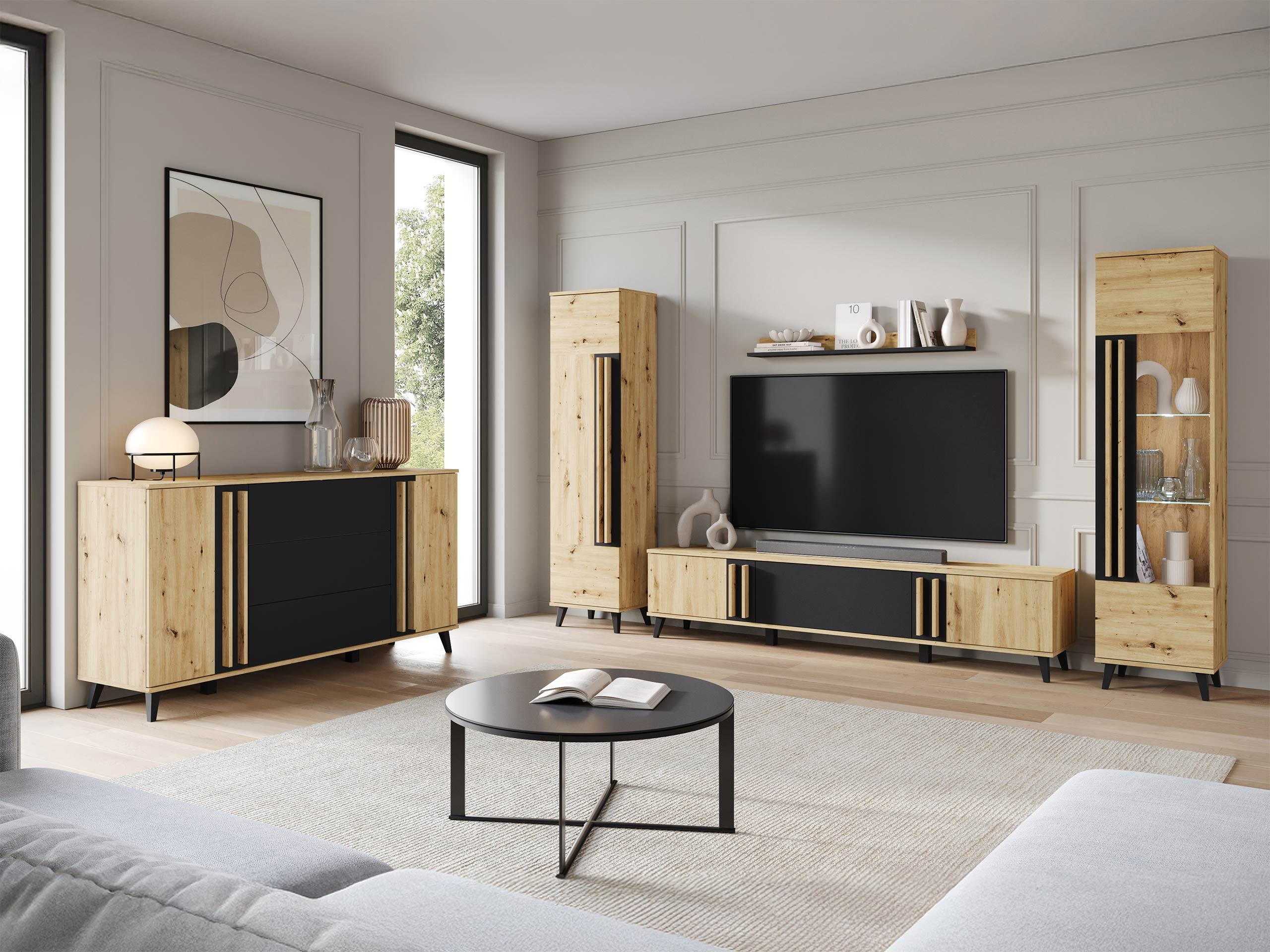 Woonkamerset Temora 105 (Artisan eiken + Grafiet)