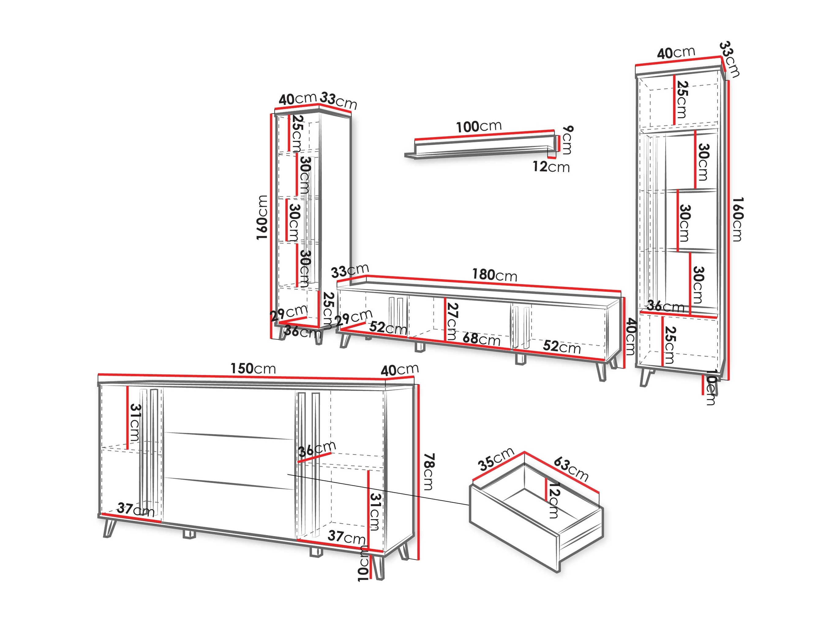Woonkamerset Temora 105 (Artisan eiken + Grafiet)