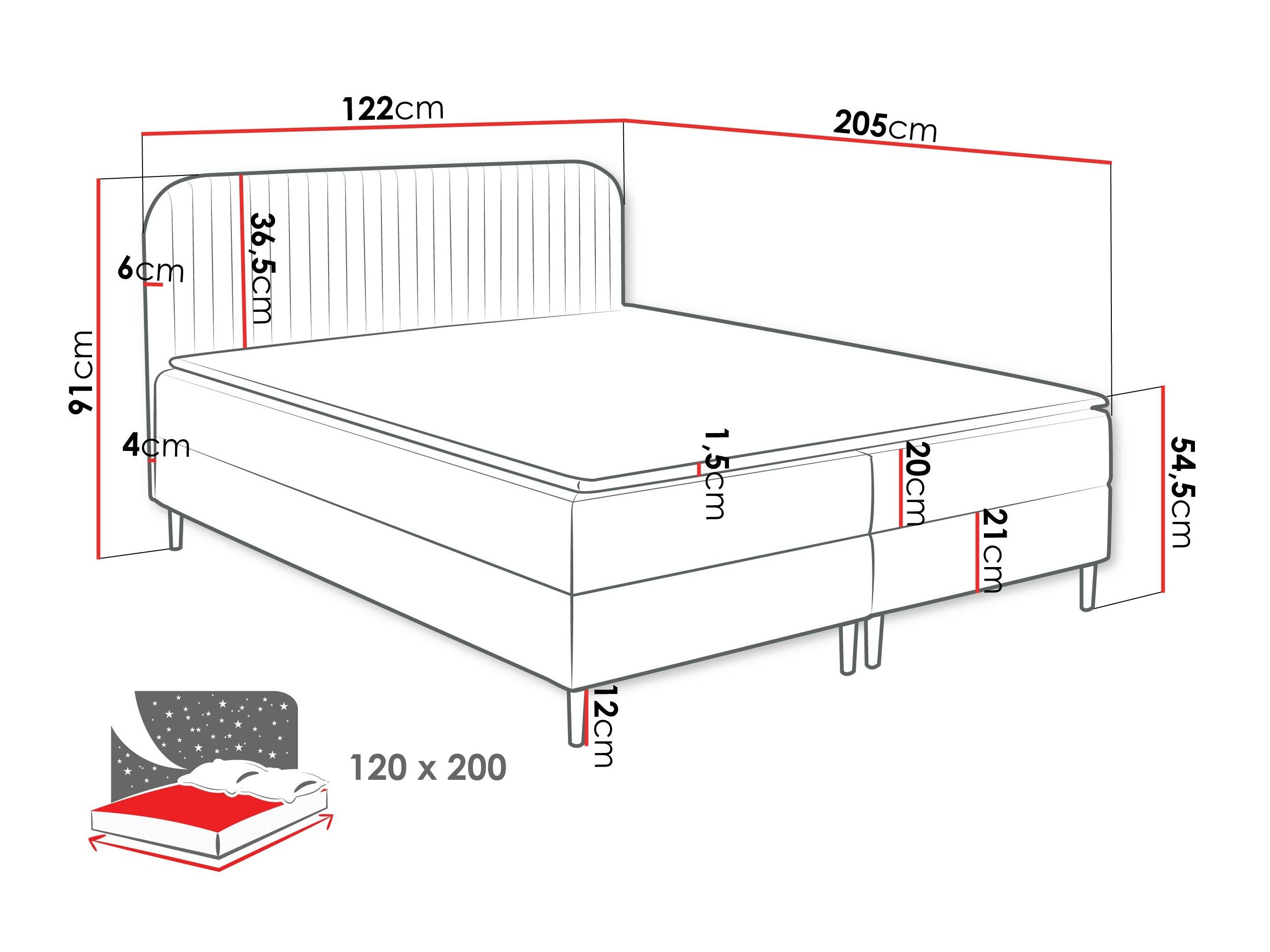Boxspring Baltimore 200 (Coral 10)