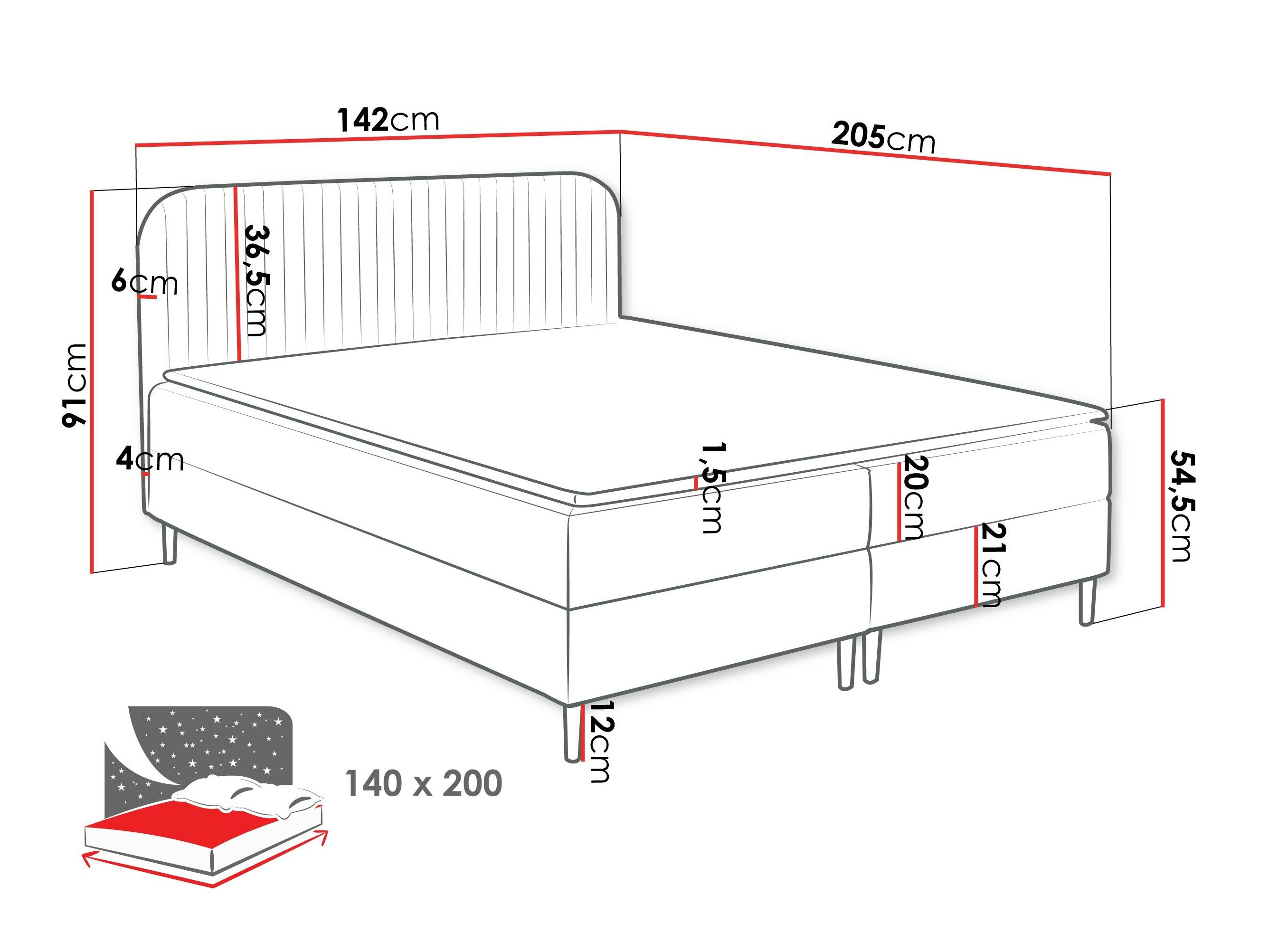 Boxspring Baltimore 200 (Coral 10)