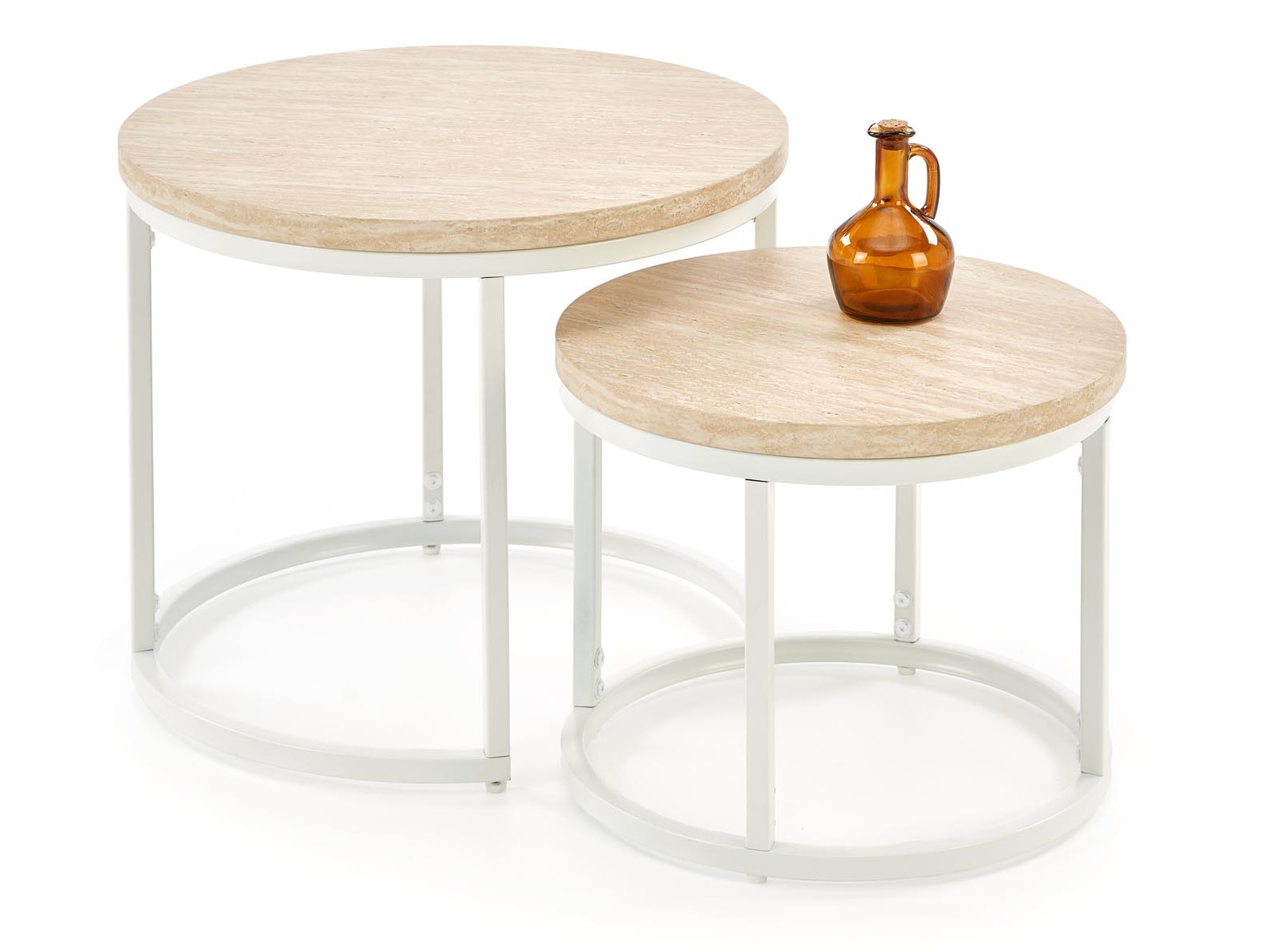 Salontafel set Houston 951 (Licht travertin + Wit)