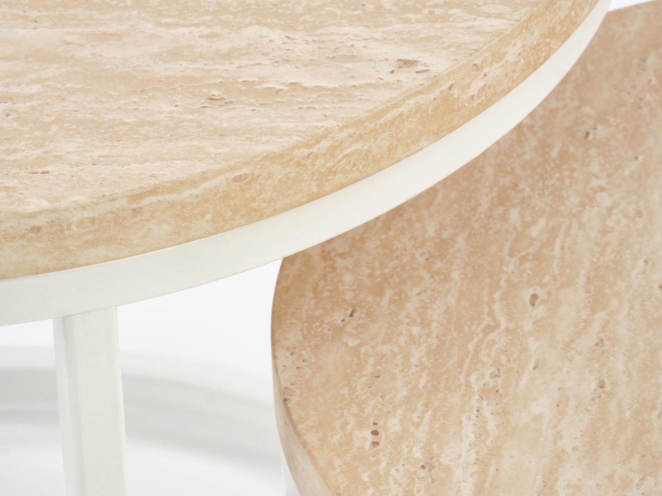 Salontafel set Houston 951 (Licht travertin + Wit)