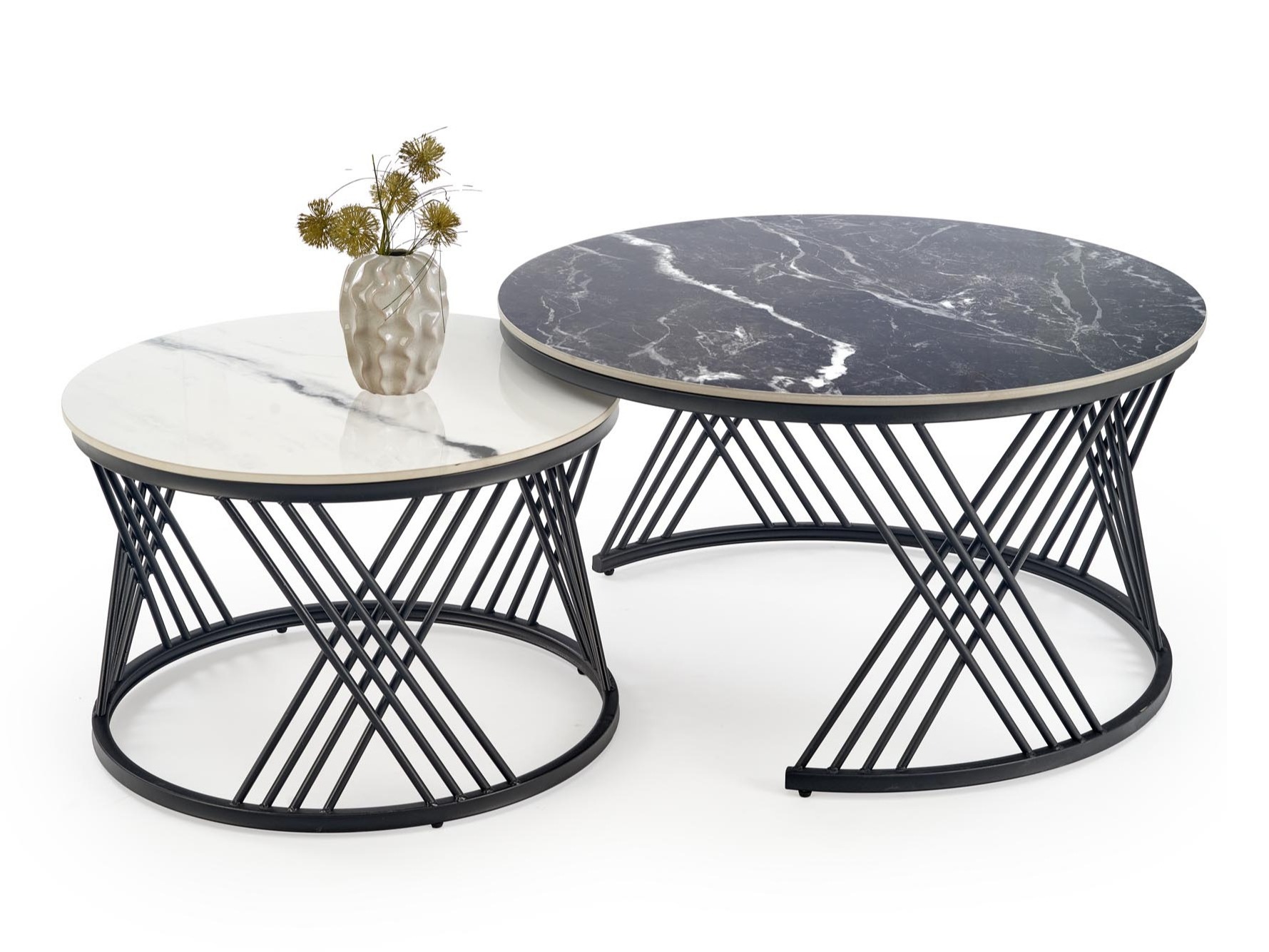Salontafel set Houston Acetum (Wit marmer + Zwart marmer)